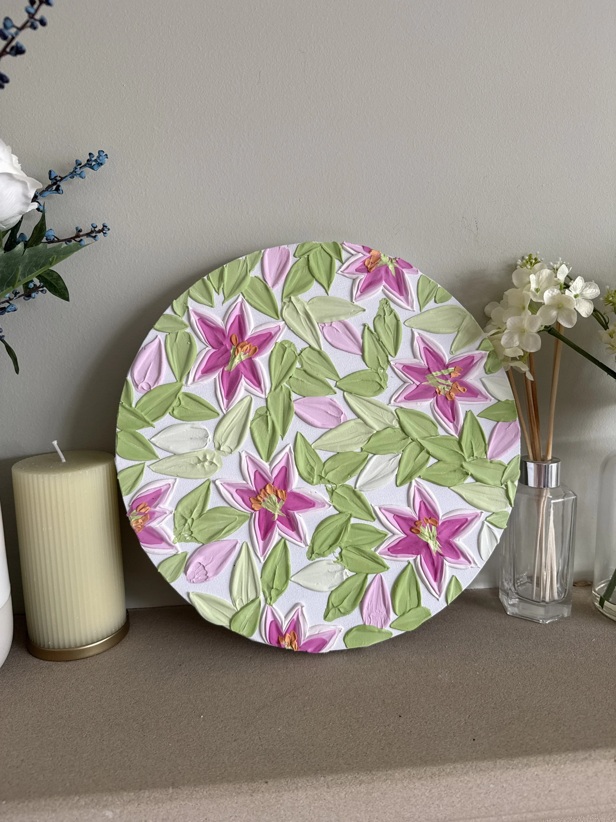 Garden of Lilies - Textured Floral Bedroom Art