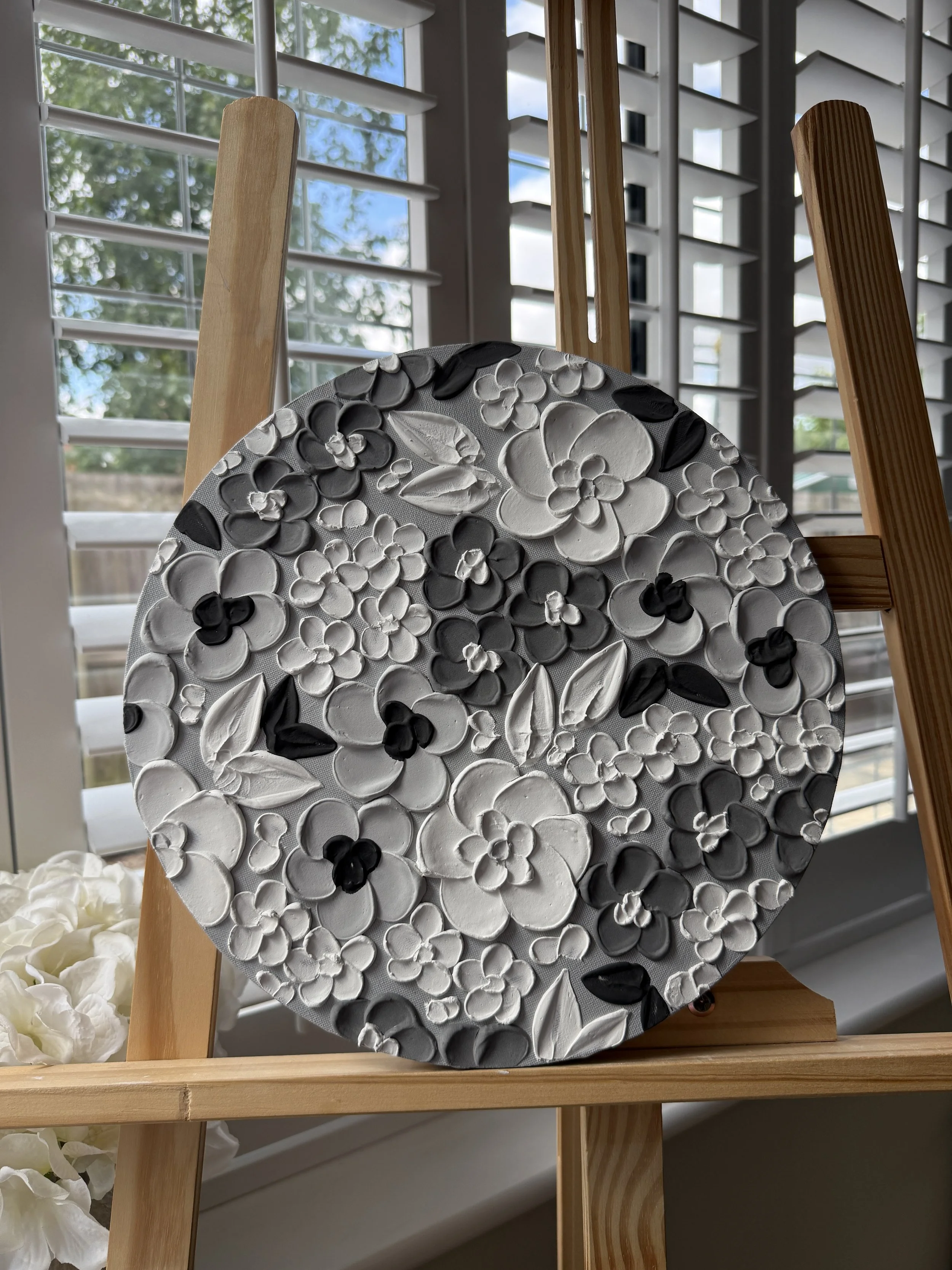 The Monochrome Garden - Textured Floral Bedroom Art