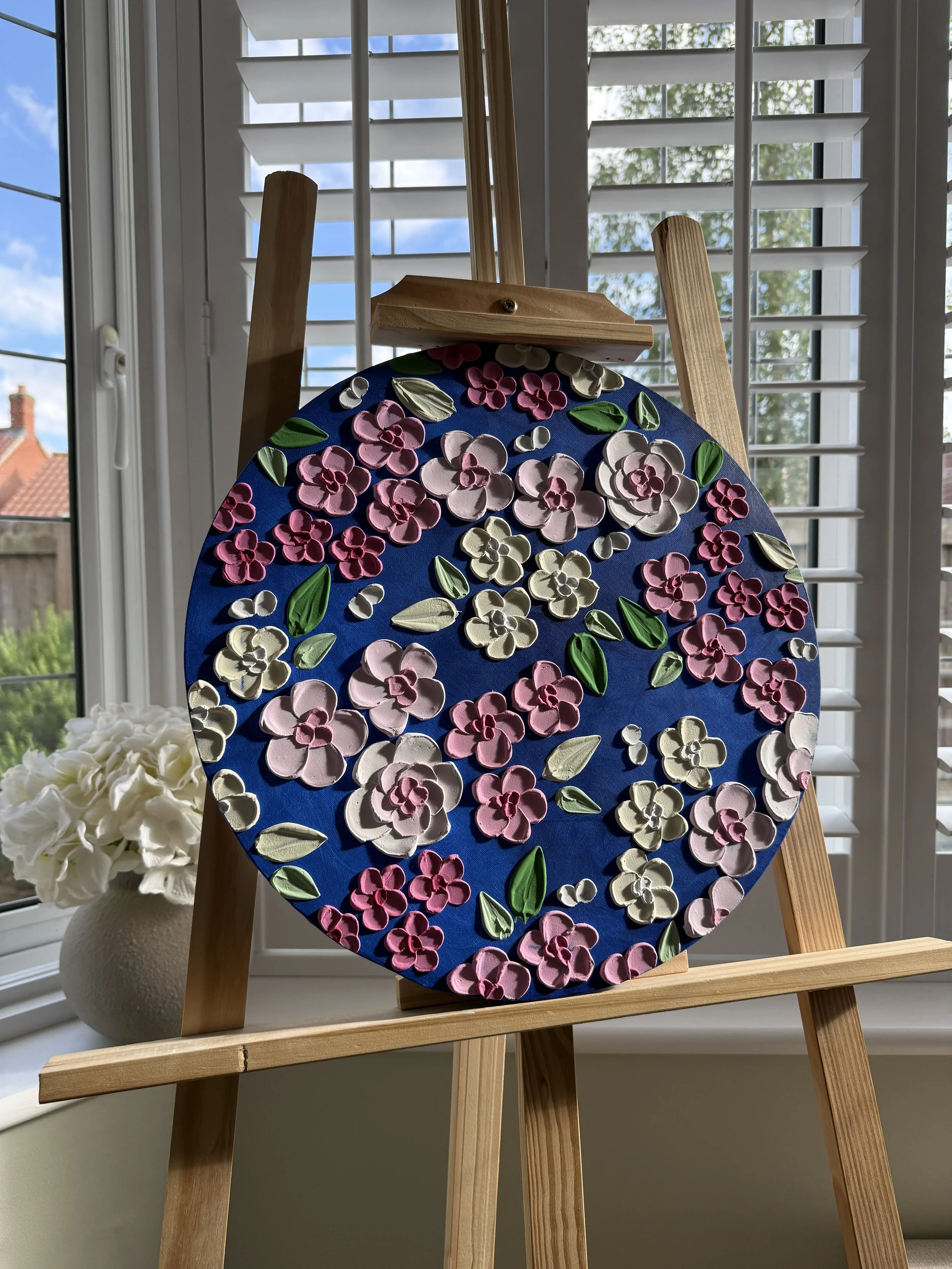Navy Botanical - Textured Floral Art