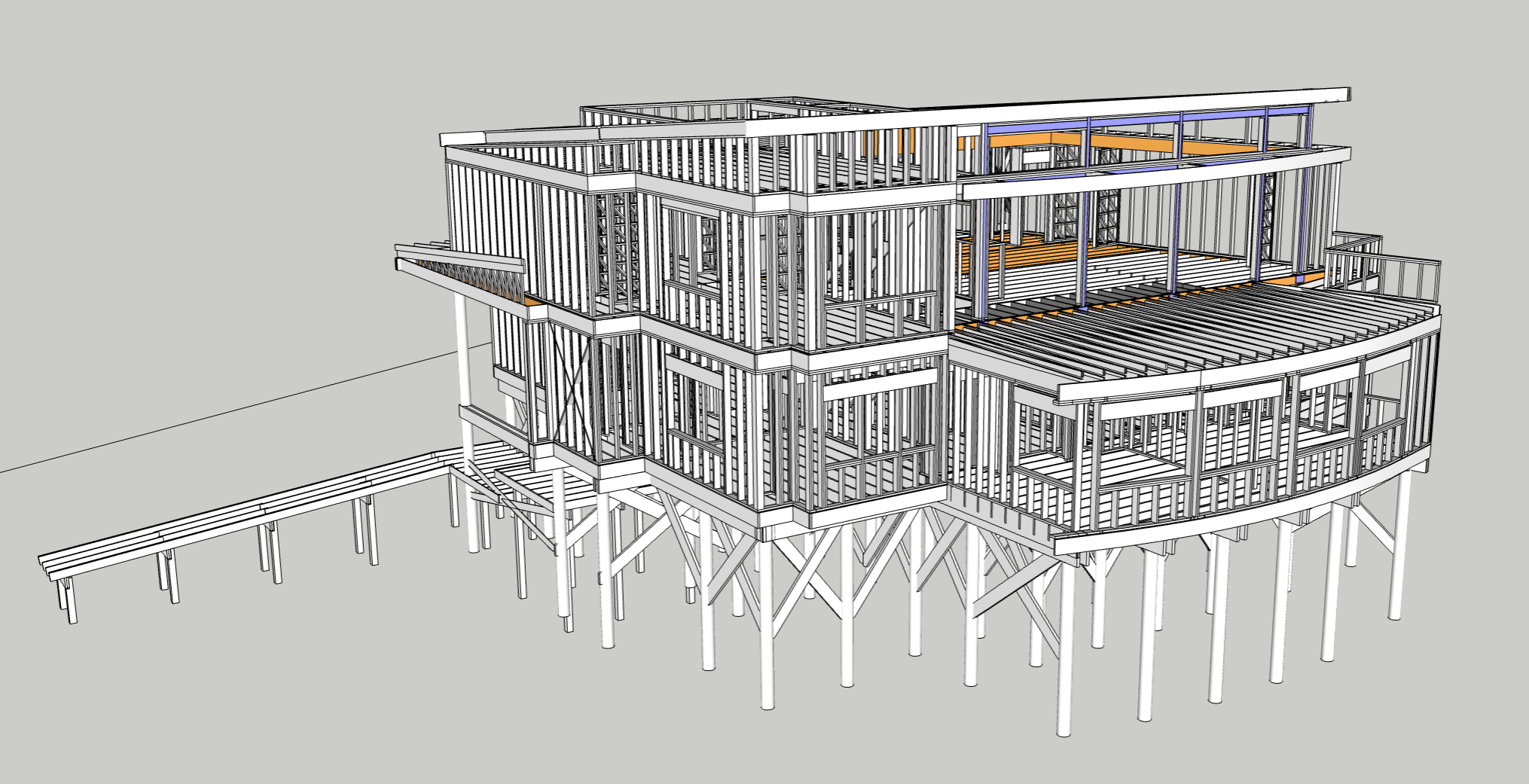 Construction site with steel beams, workers, and a crane lifting a steel beam in a city setting.