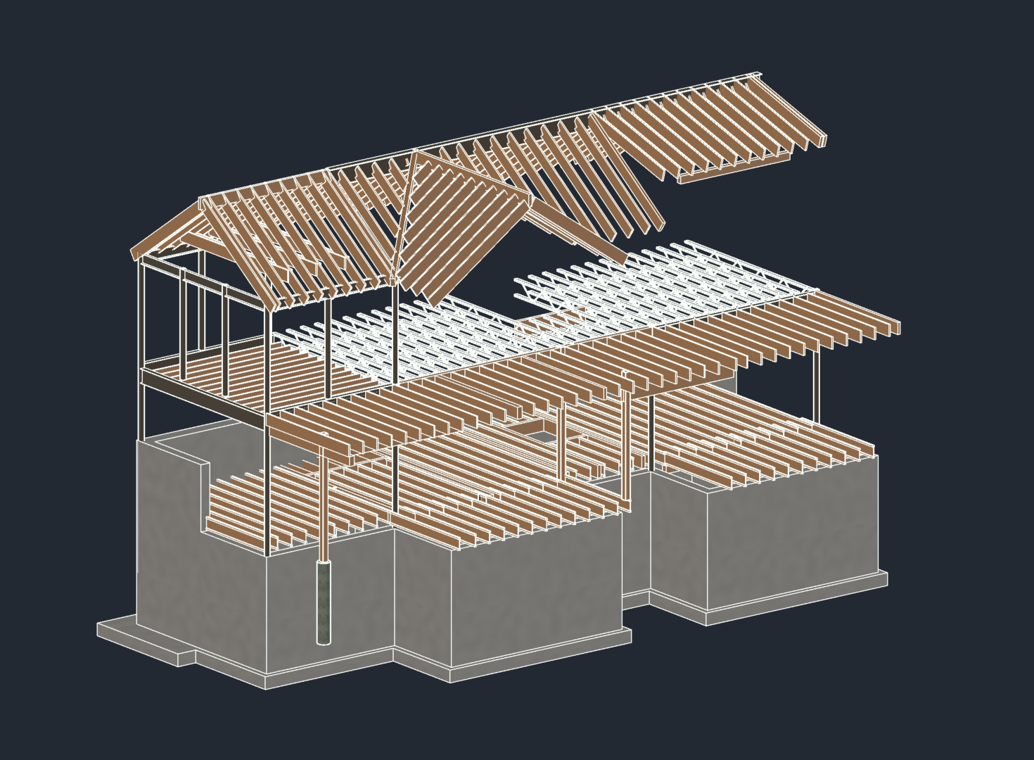 Structural steel beams, foundation, concrete design, wood framing, wood trusses, rafters, purlins