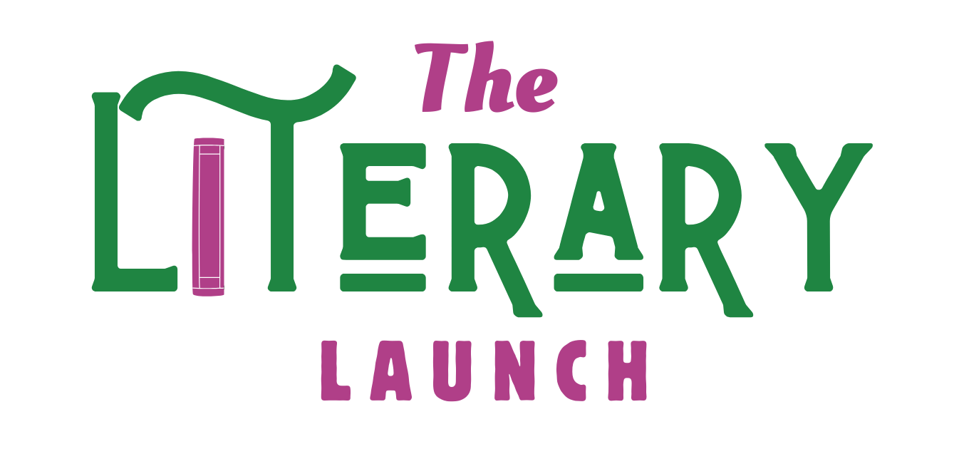 Colorful event logo reading 'The Literary Launch' with a stylized magenta book forming the letter 'I' in 'Literary'.