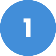 Blue circle with the number one in white