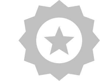 A silver circular badge with a star in the center.