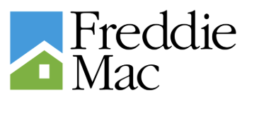 Freddie Mac logo with a blue house-shaped icon and green house icon.