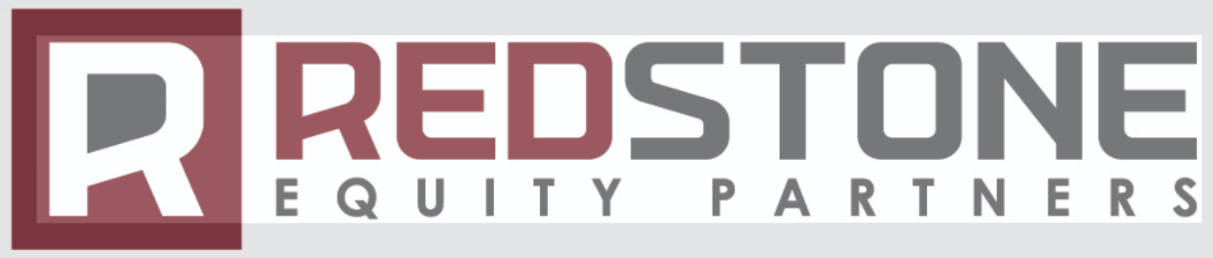 Logo for Redstone Equity Partners with a stylized letter R inside a red square, and the company name written to the right in gray and red text.