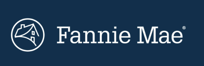 Fannie Mae logo with a house icon on a navy blue background.