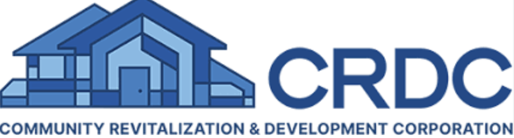 Logo of CDC, Community Revitalization & Development Corporation, featuring a stylized house in shades of blue.