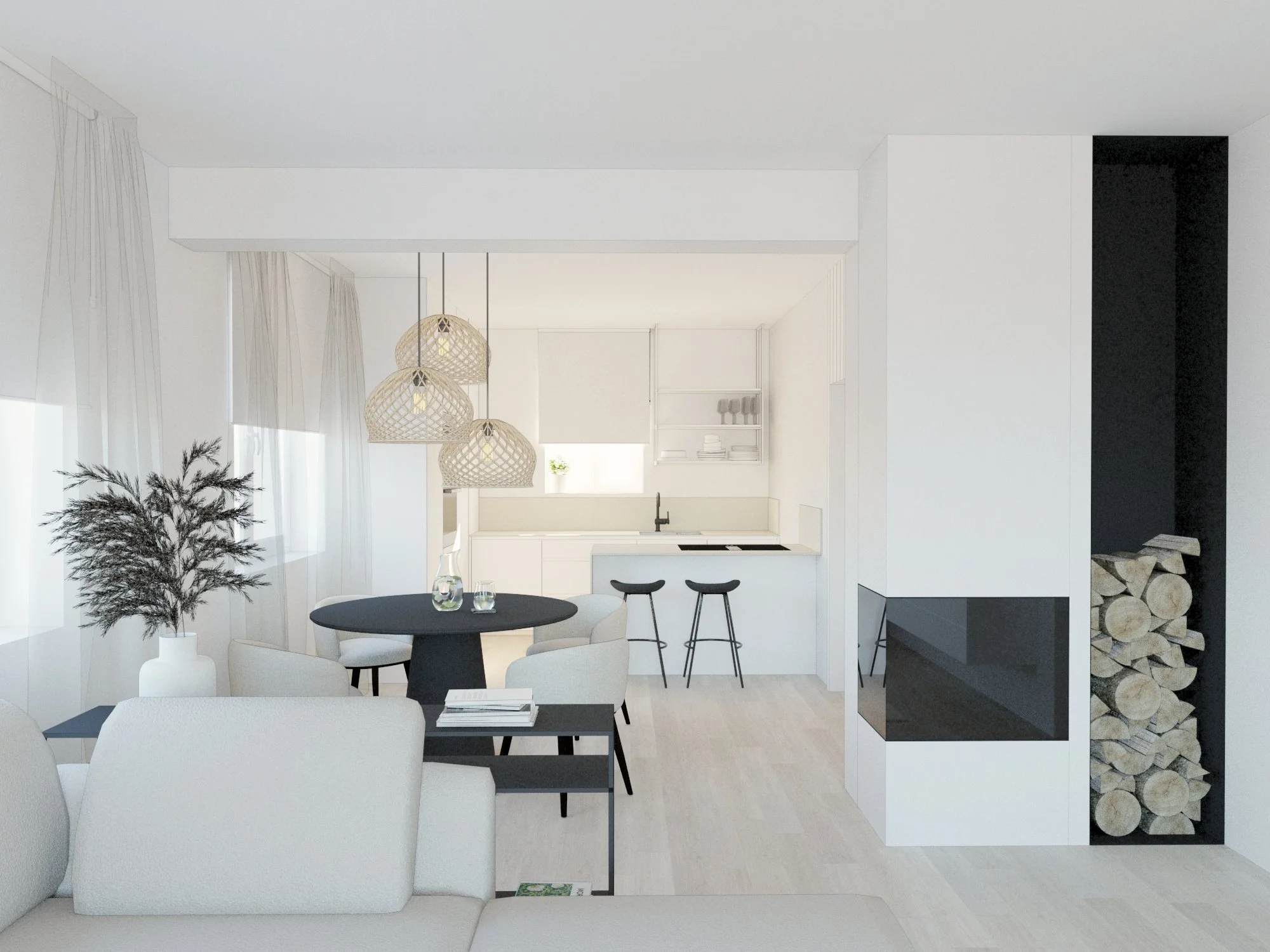 Návrh interiéru s kontrastními prvky