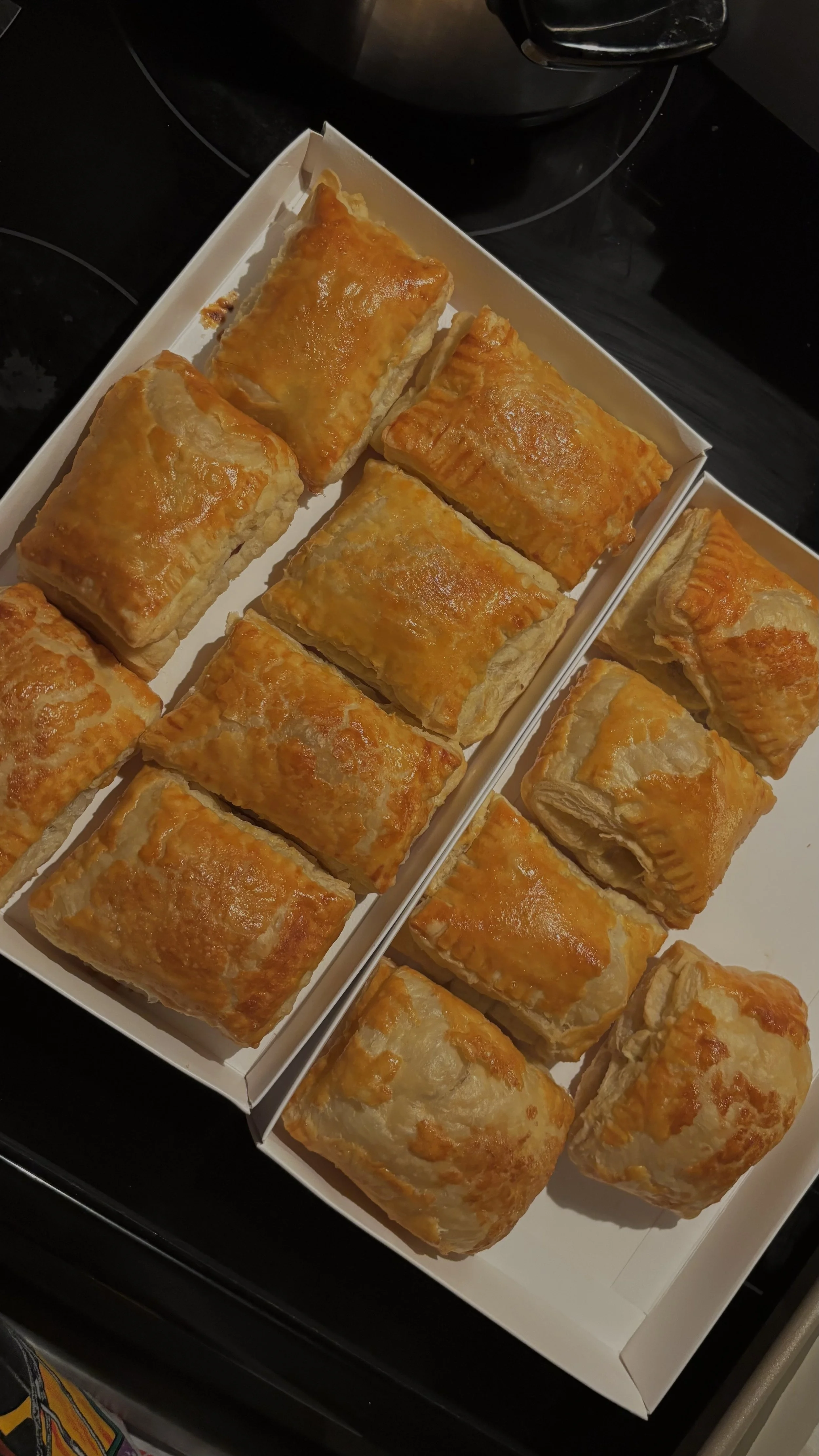 Light, flaky puff pastries baked until golden and crisp.