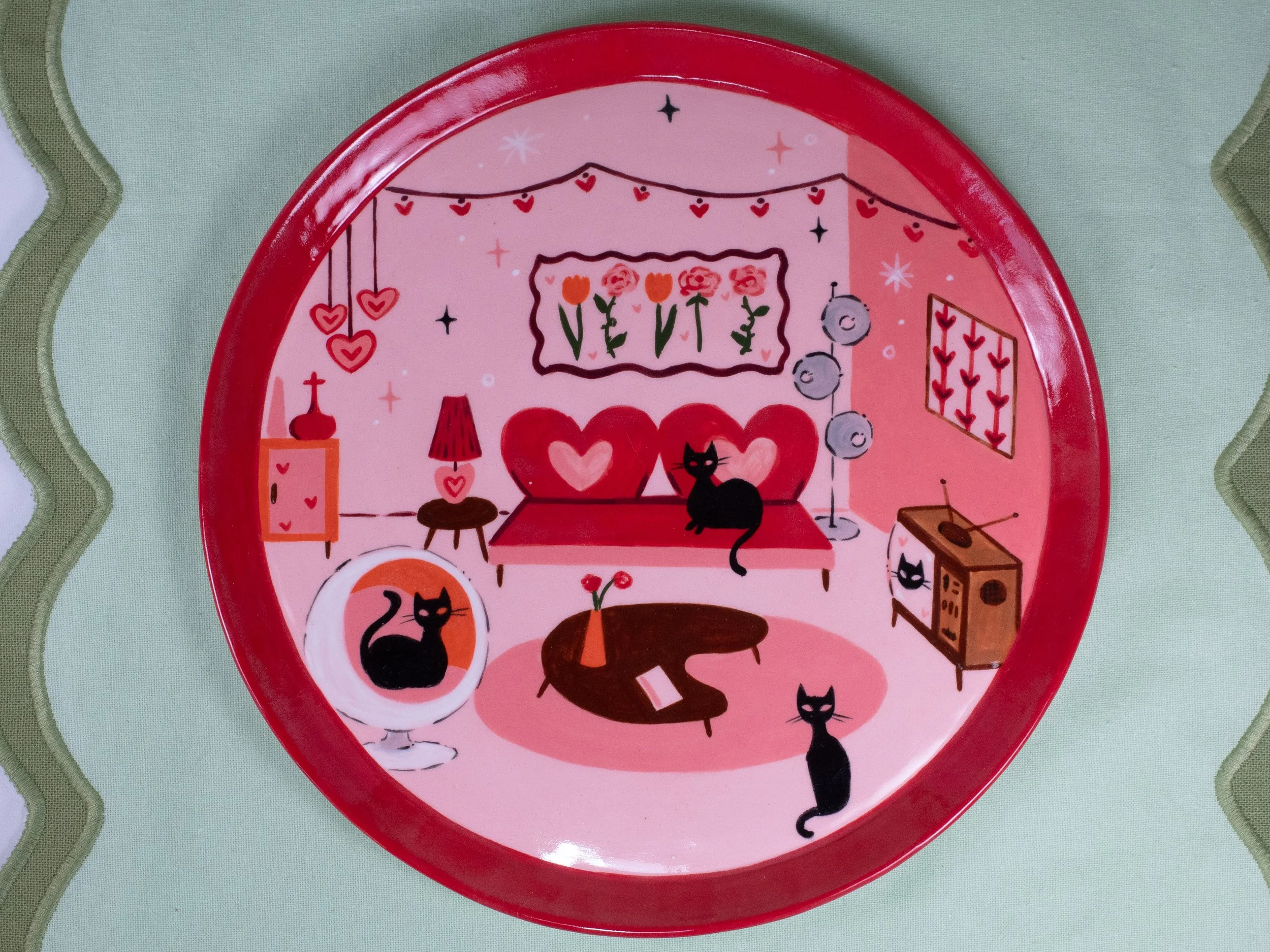 Valentine's Retro Room Scene Plate