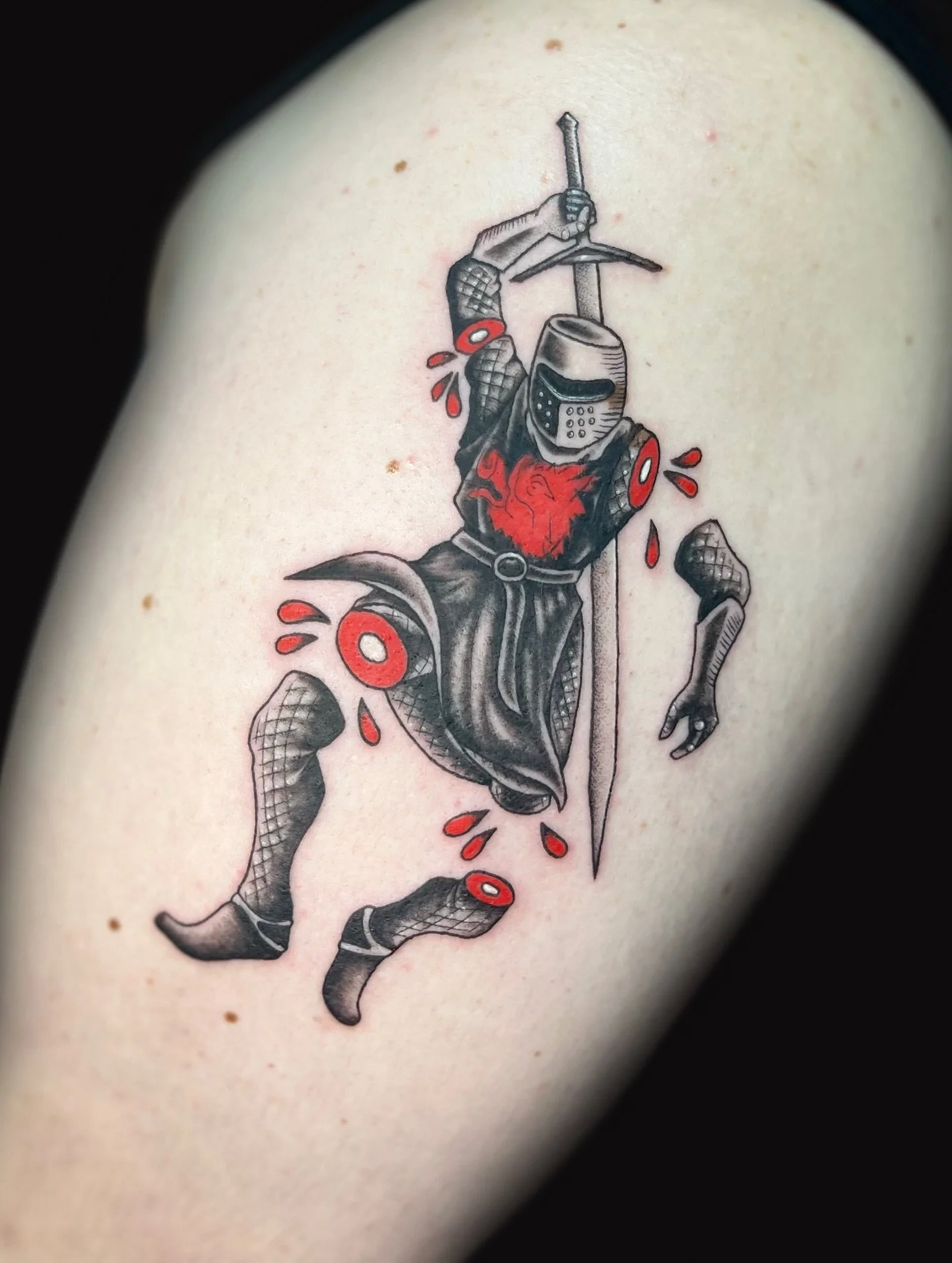 Monty Python Black Knight
from back in December
(just realized I never gave this guy his own post)

I love fun requests like this ❤️&zwj;🔥

Located @hiddenvibes_tattoo 
in Cambridge, MA

Thanks for lookin&rsquo;