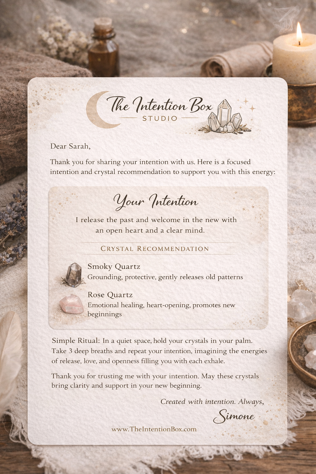 Emailed Intention Message