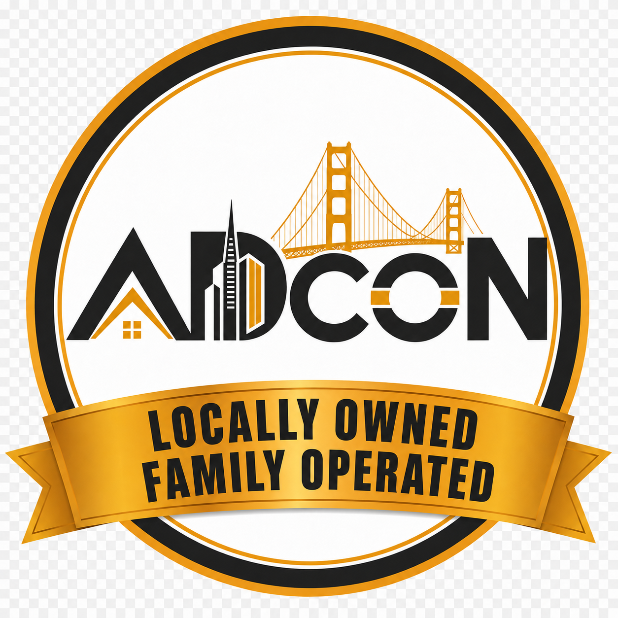 A logo for ADCON stating "Locally Owned Family Operated".