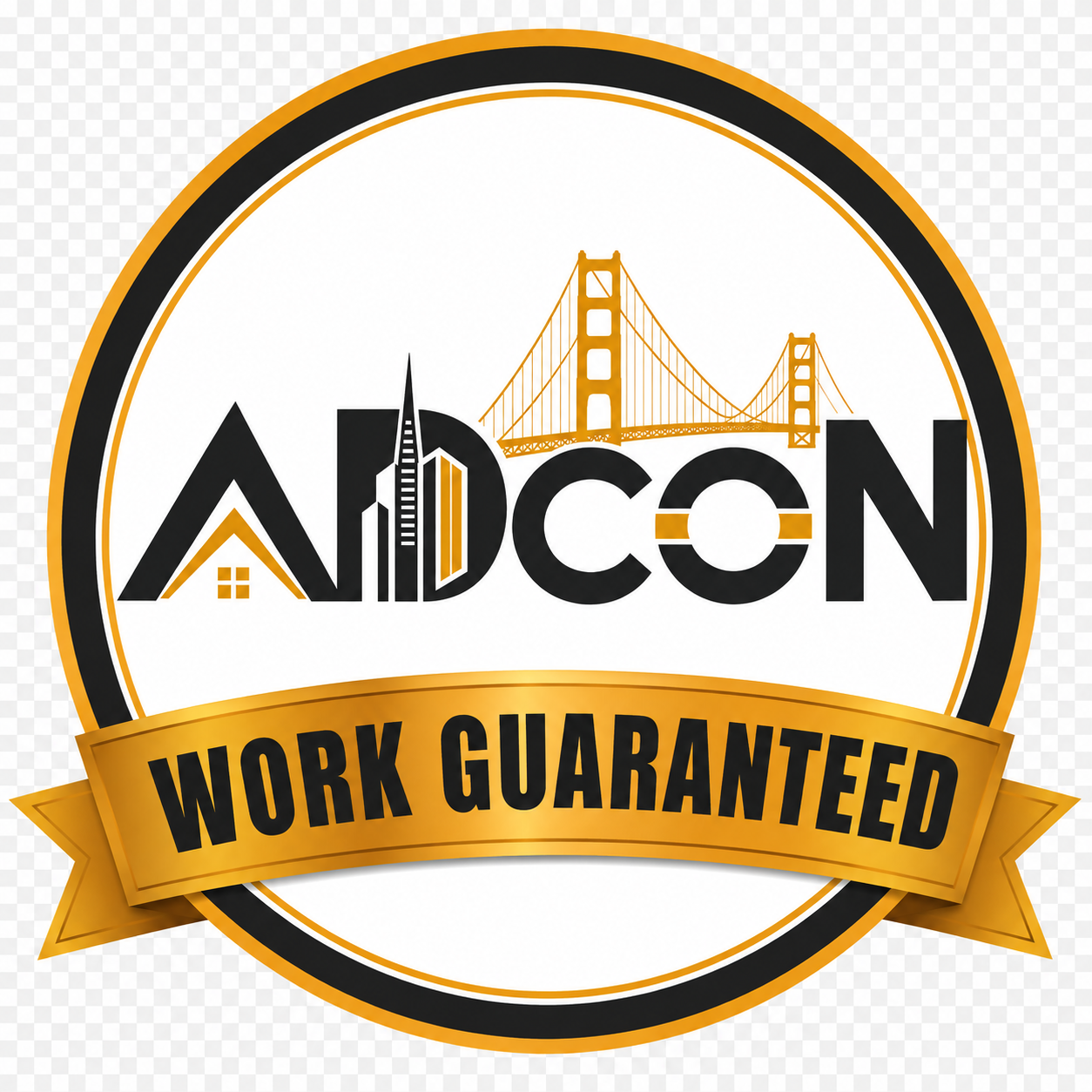 Logo for ADCONtext reading 'Work Guaranteed' at the bottom.