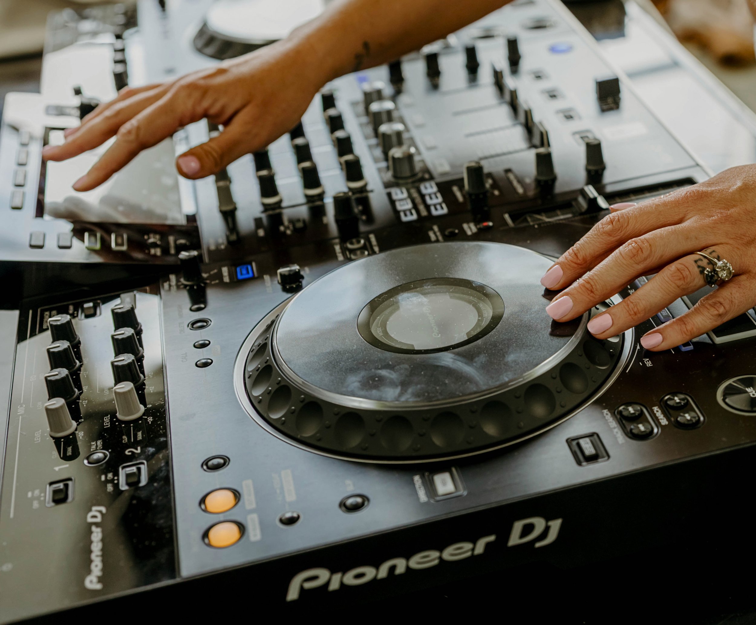 Woman's hands djing