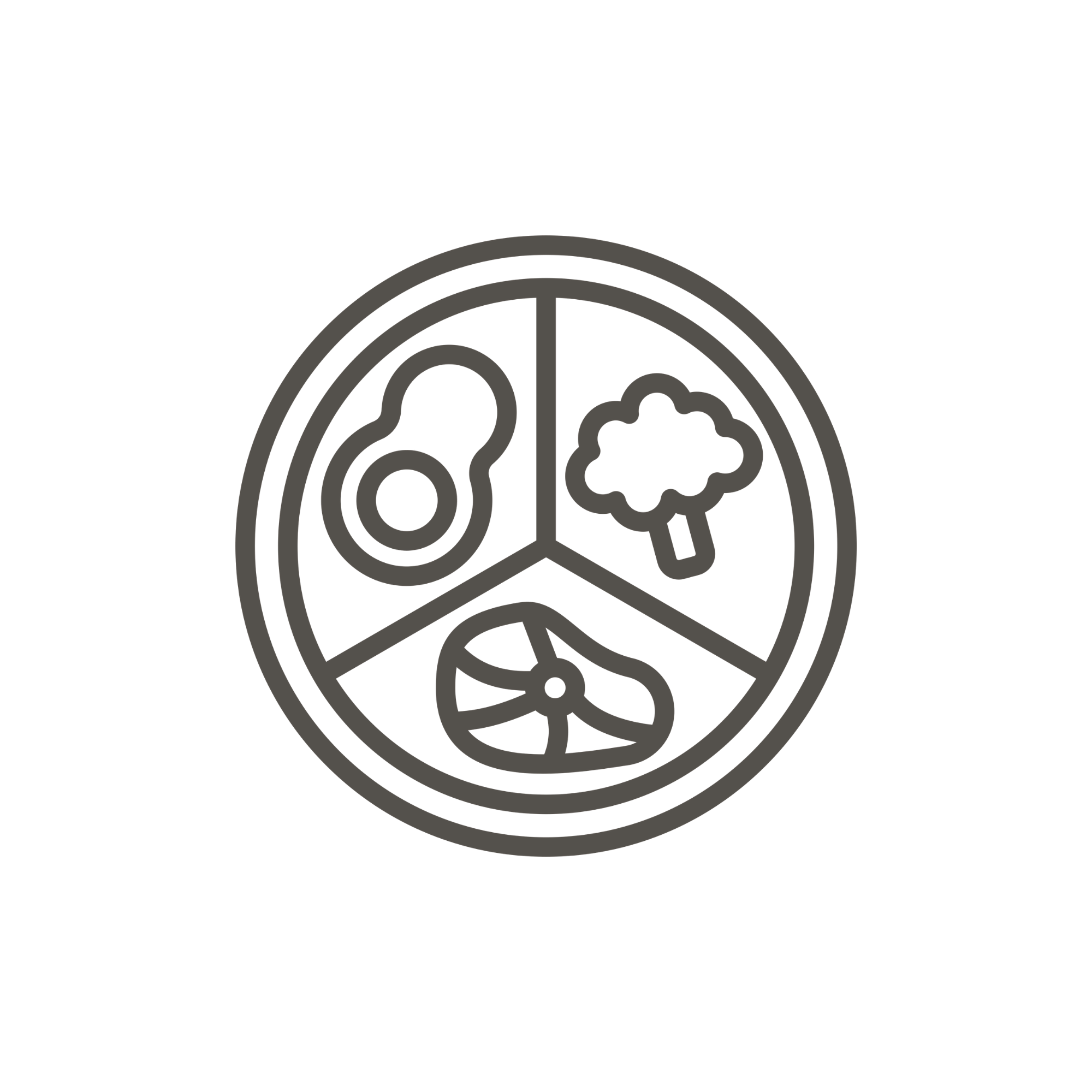 Geometric drawing of an outline square with sections divided by vertical, horizontal, and half circle lines.