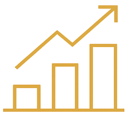 Growth chart icon representing business growth through strategic marketing