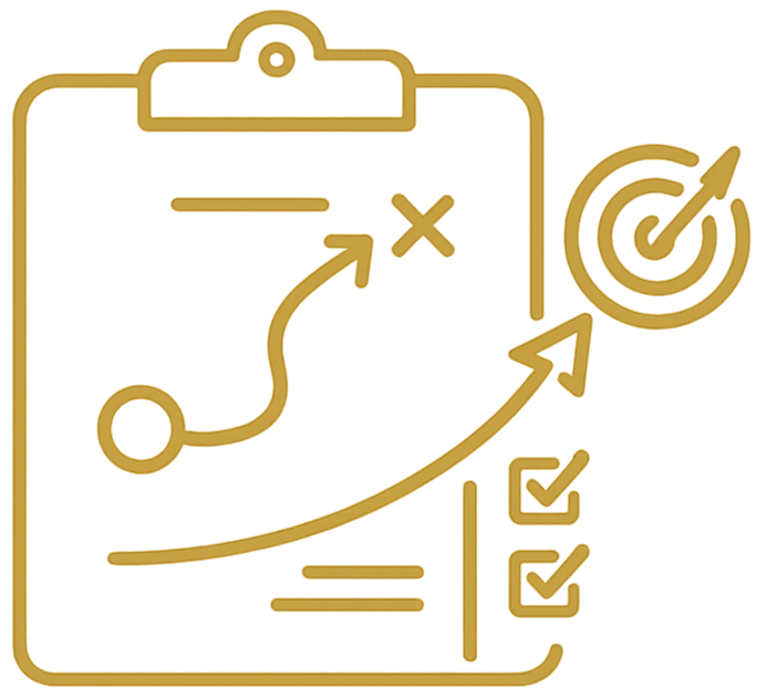 Strategic planning icon representing positioning, goal setting, and execution planning