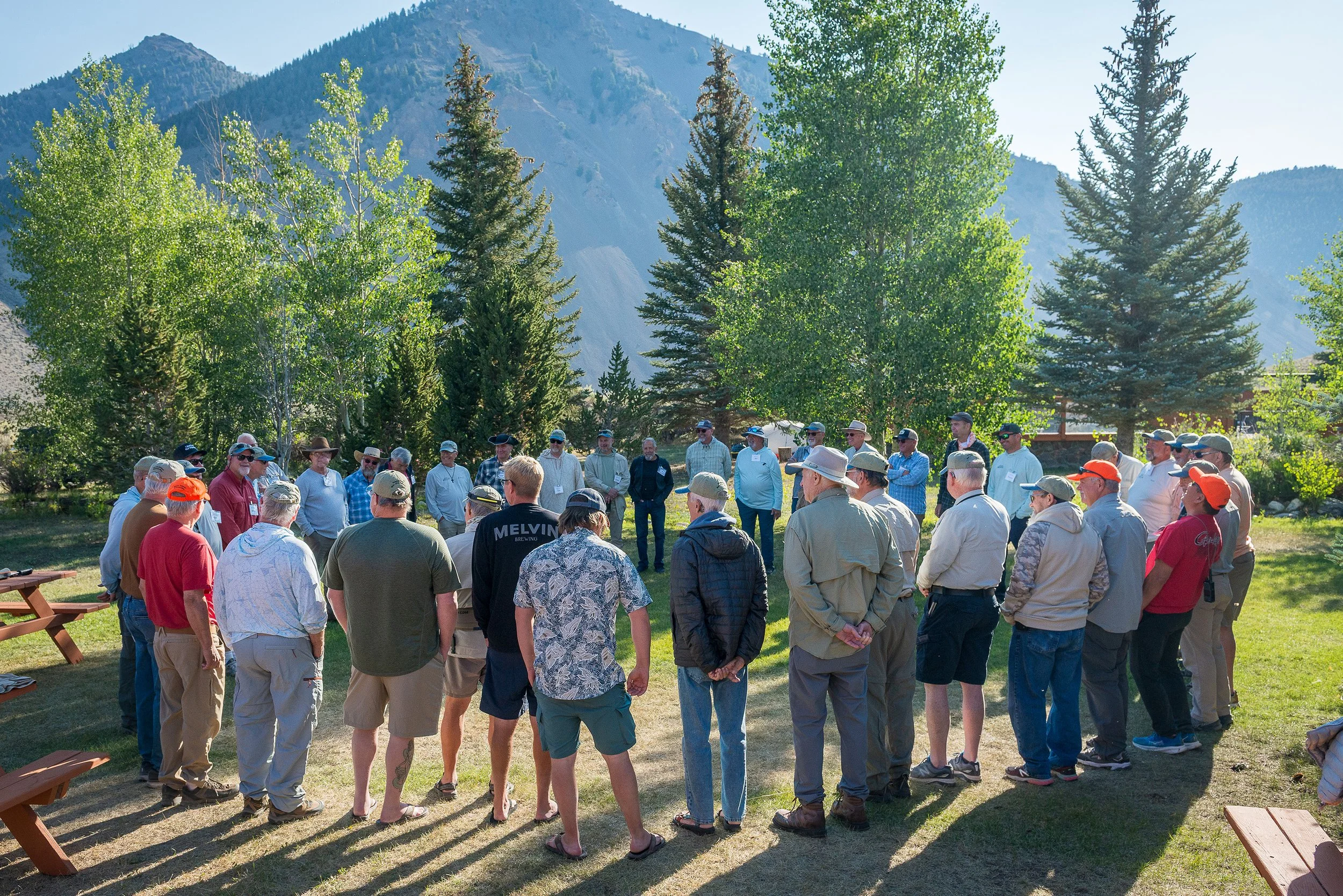 Circle of men at Idaho2Fly retreat