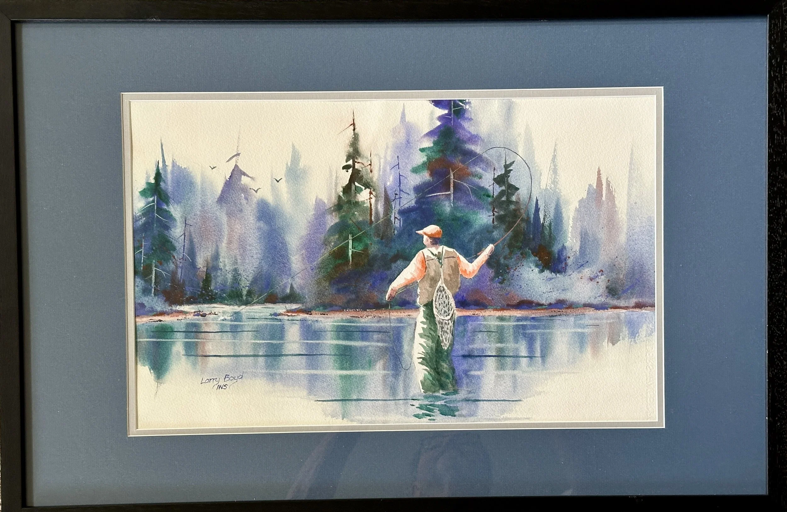 Larry Boyd—
21" x 31" Watercolor ($450 value).
Larry Boyd volunteers with Idaho2Fly and teaches watercolor classes for the men and their spouses. This piece comes from that same hand — painted exclusively for this film, to honor the men of Idaho2Fly.