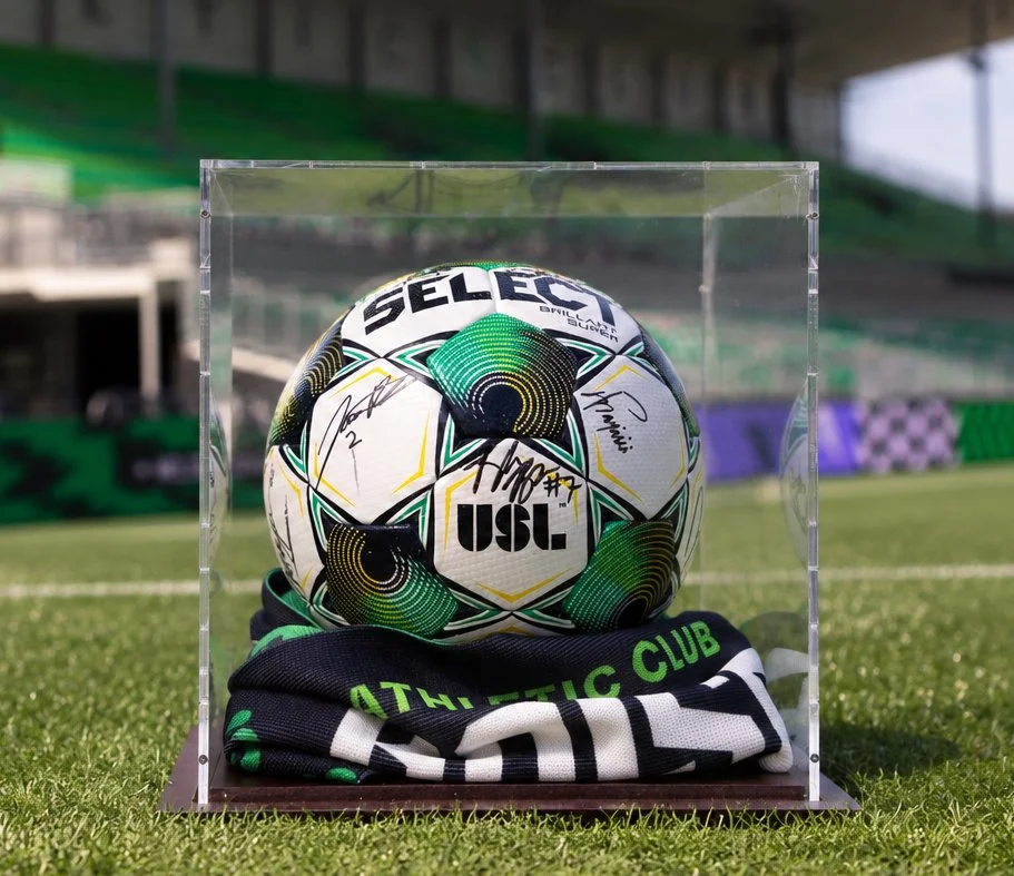 Athletic Club Boise—
Signed Soccer Ball & Case ($250 value).
A soccer ball signed by Athletic Club Boise, Idaho's first professional soccer club, from a debut season that packed the stands and sold out a home opener. A keepsake from a team just getti