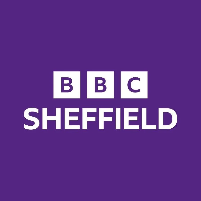 BBC Sheffield logo with purple background and white text.