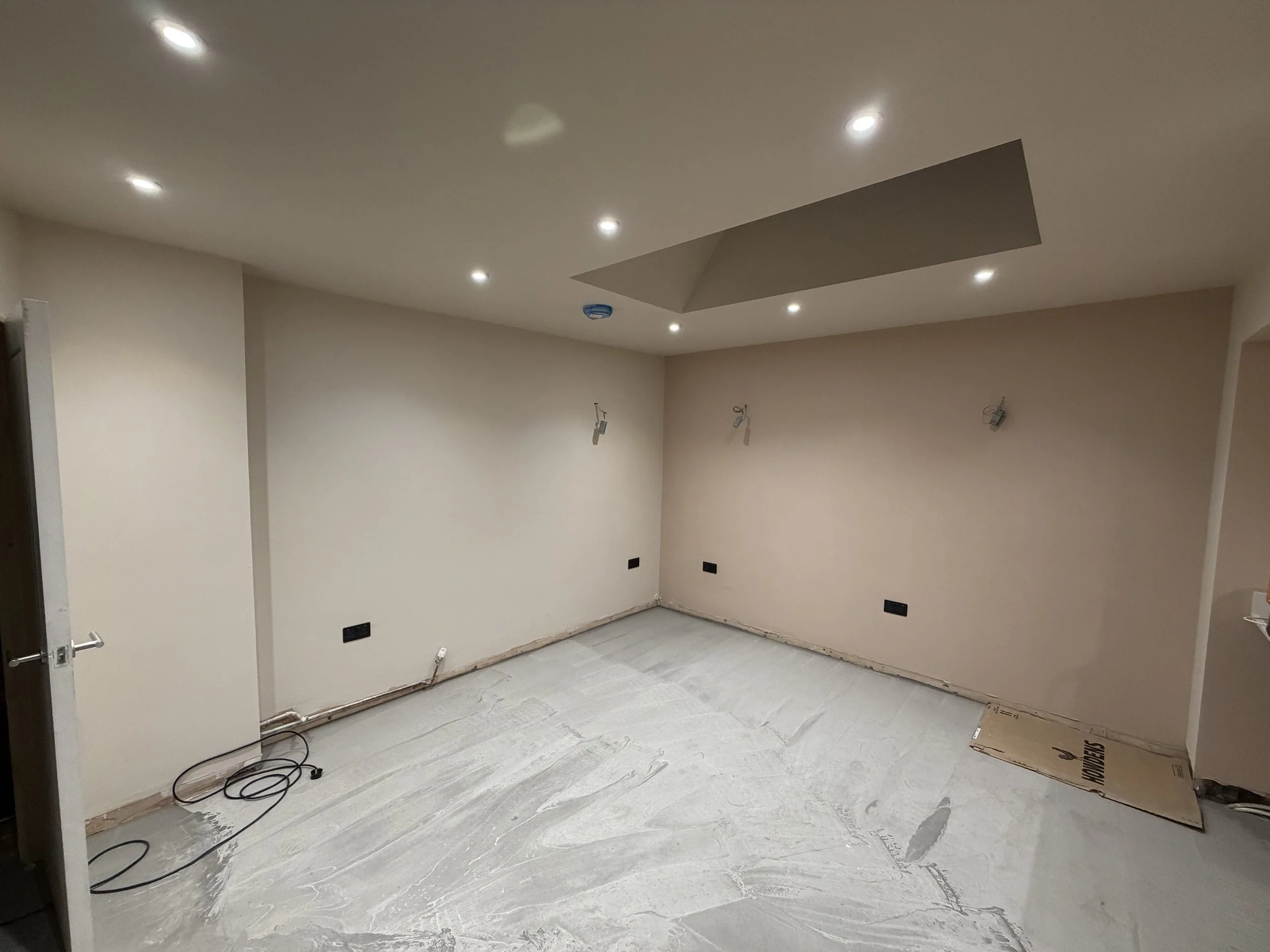 Finished rewire — new sockets installed in a redecorated room