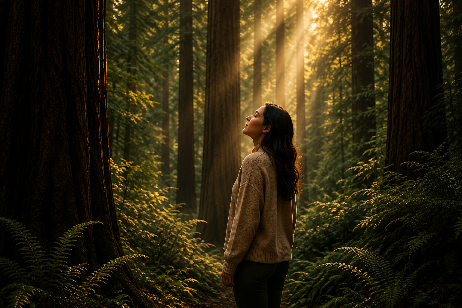 Forest Bathing under the Redwood Canopy at Armstrong woods in Gurneville California -Sonoma County
