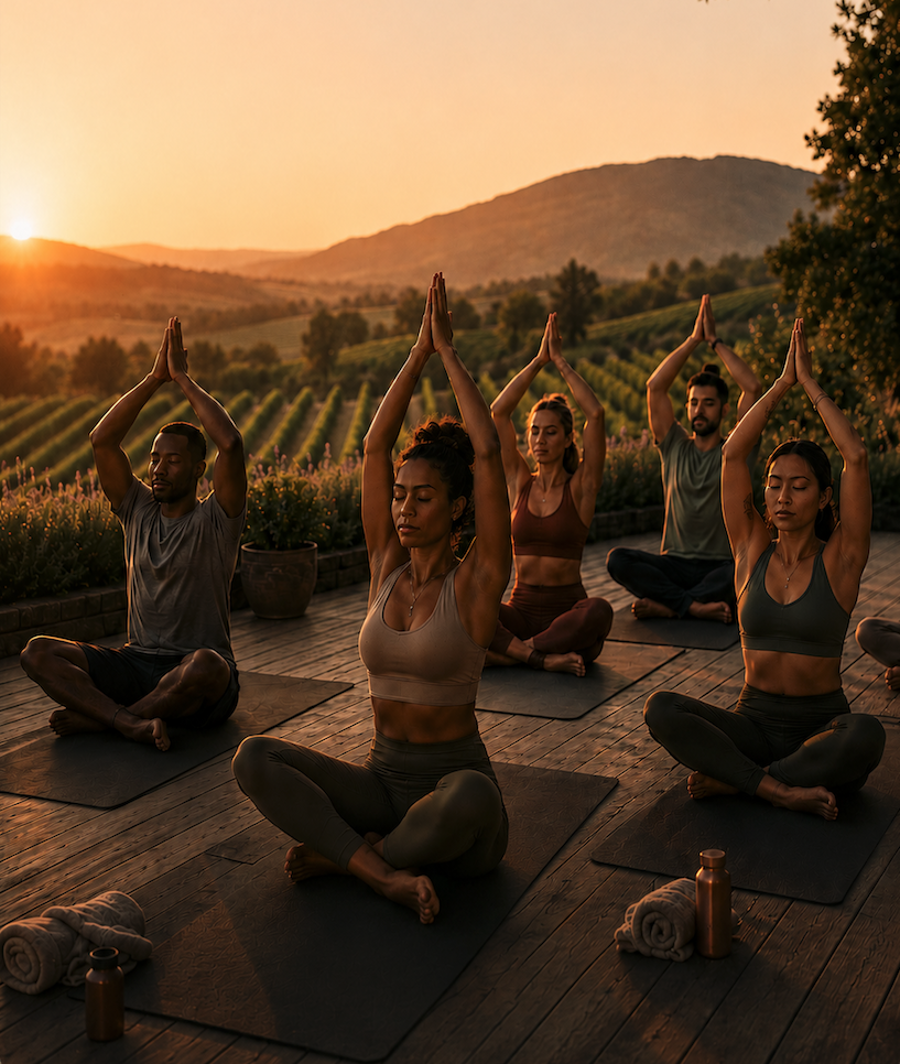 Sunrise Yoga in the vineyards of Sonoma and Napa counties