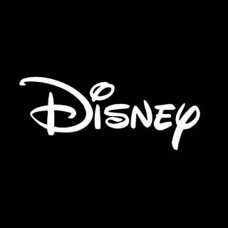 Black background with a white Disney logo.