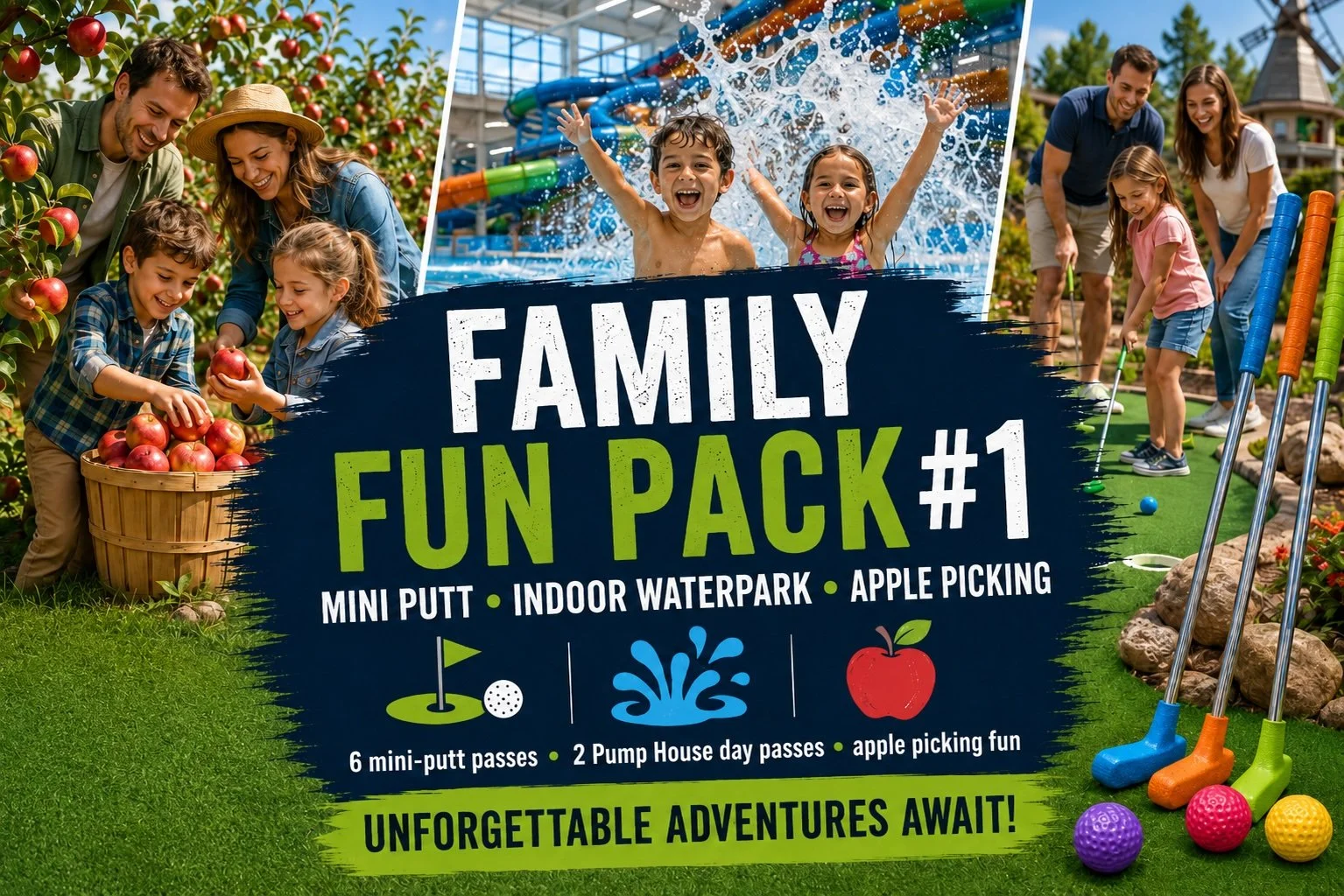 Family Fun Pack #1: Indoor Water Park, Mini-Putt, &amp; Apple Picking