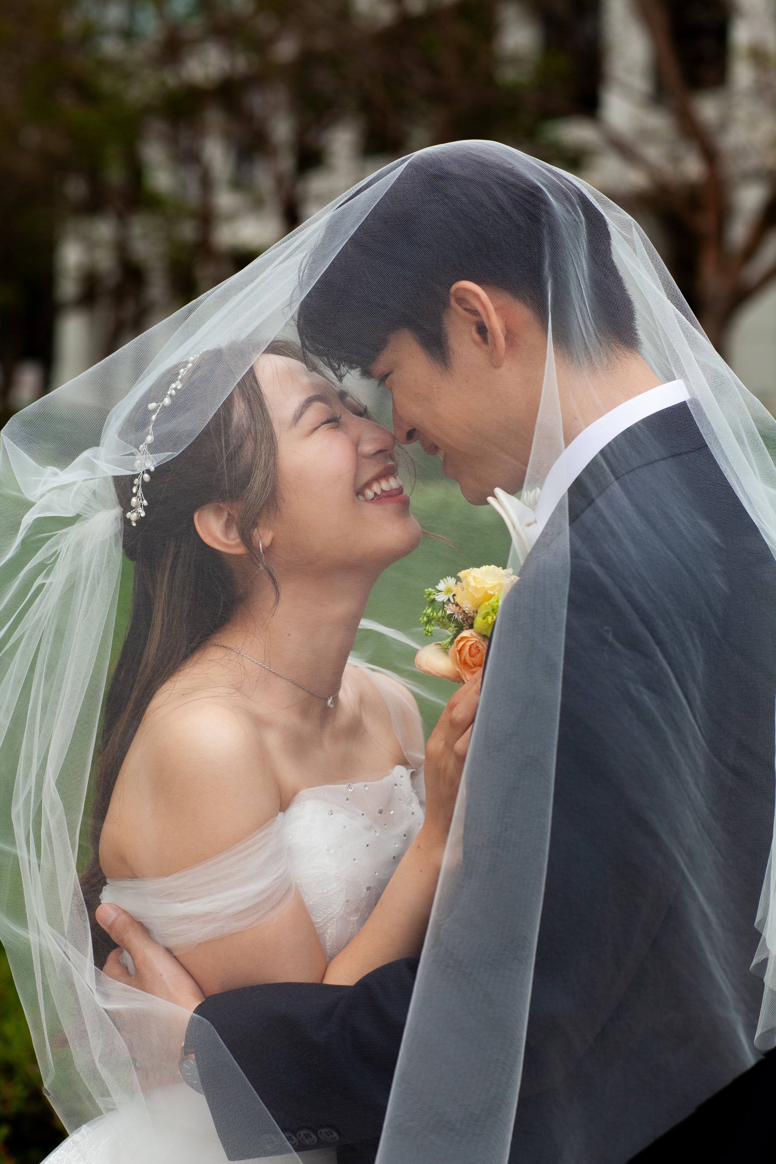 young Korean American newlywed couple