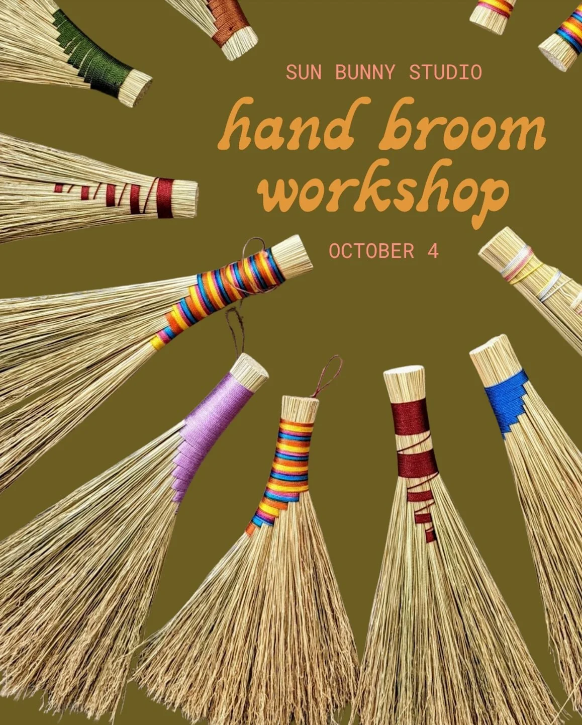 Our first inaugural workshop will be hosted by the lovely Sarah from @sunbunnystudio ❤️💗💕 Come christen the space and explore the art broom making by hand (and feet). More info &amp; tickets in the bio 🧹 

Pssssst: our October schedule is coming s