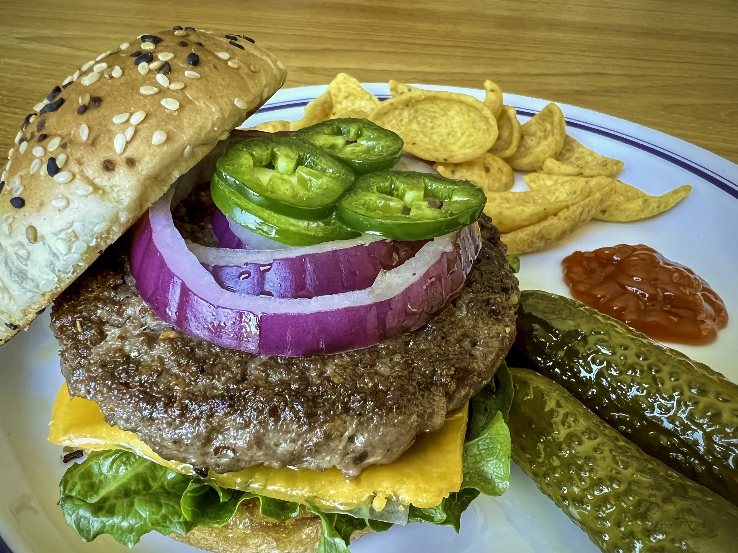 Classic Burger , a stress-free meal on a charter yacht