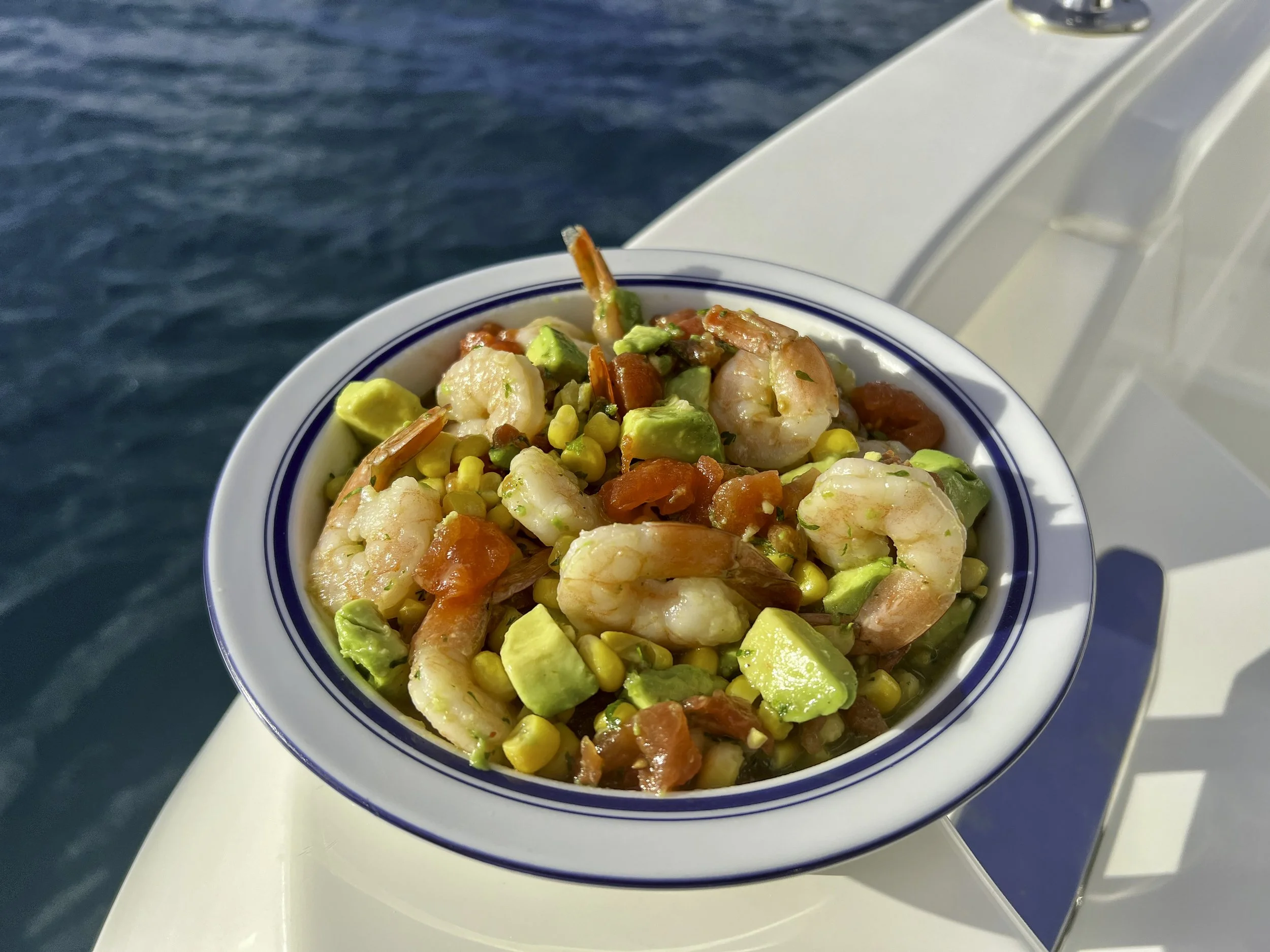 Shrimp & Avocado Salad, a gluten-free meal idea for yacht charters