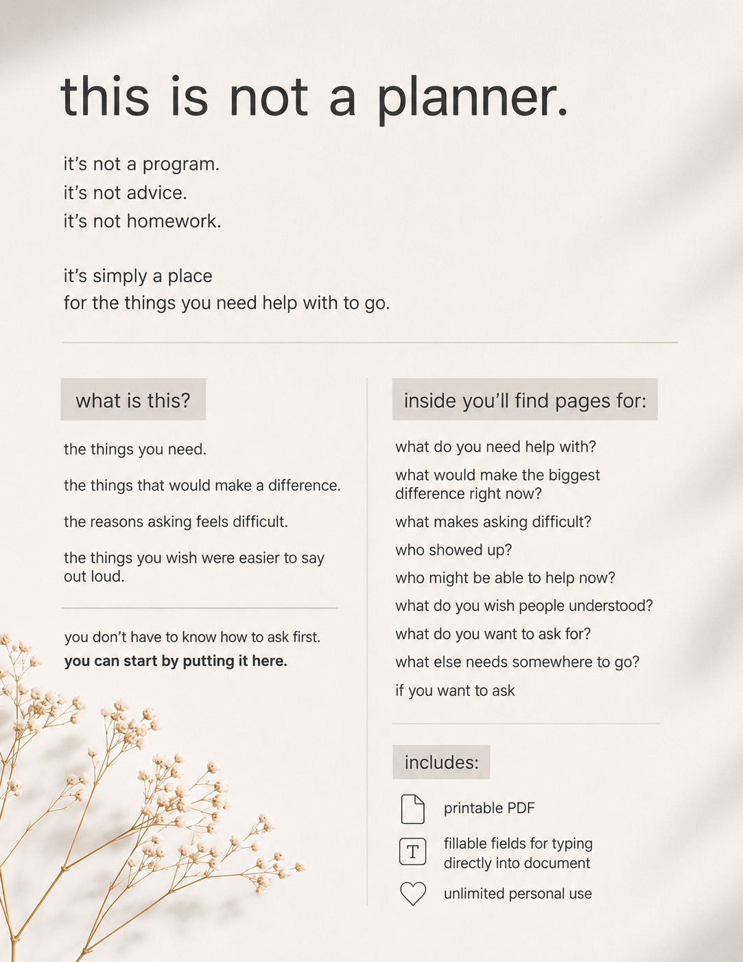 caregiver digital download includes printable PDF fillable workbook and examples