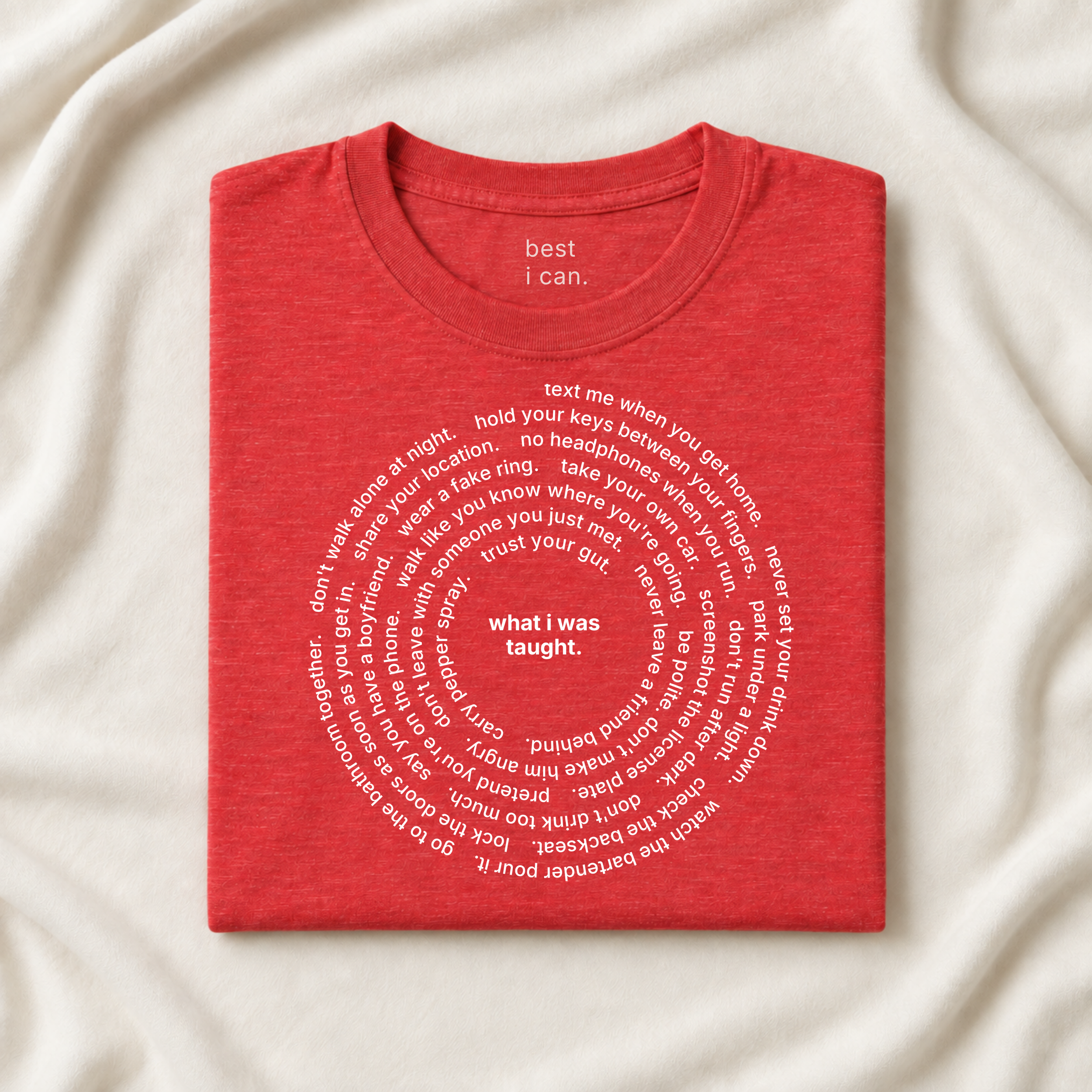 what i was taught. t-shirt in heather red, folded
