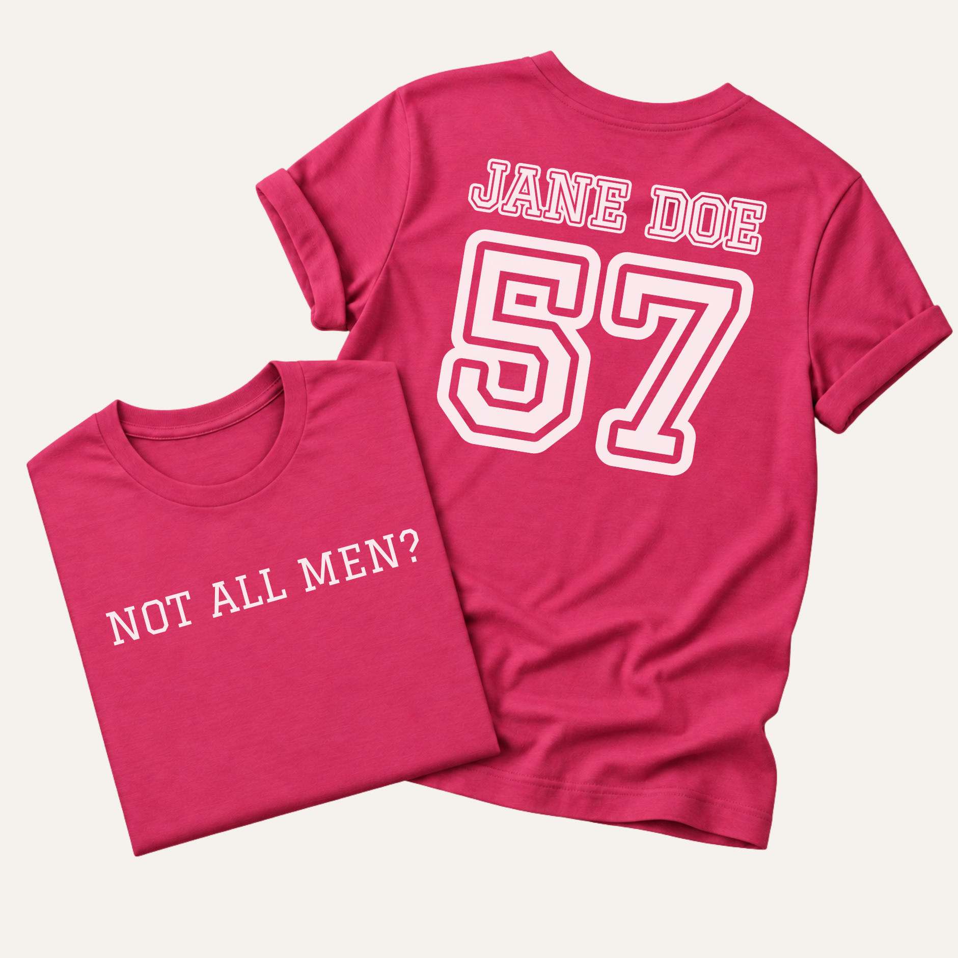 berry not all men? jane doe 57 t-shirt, front and back