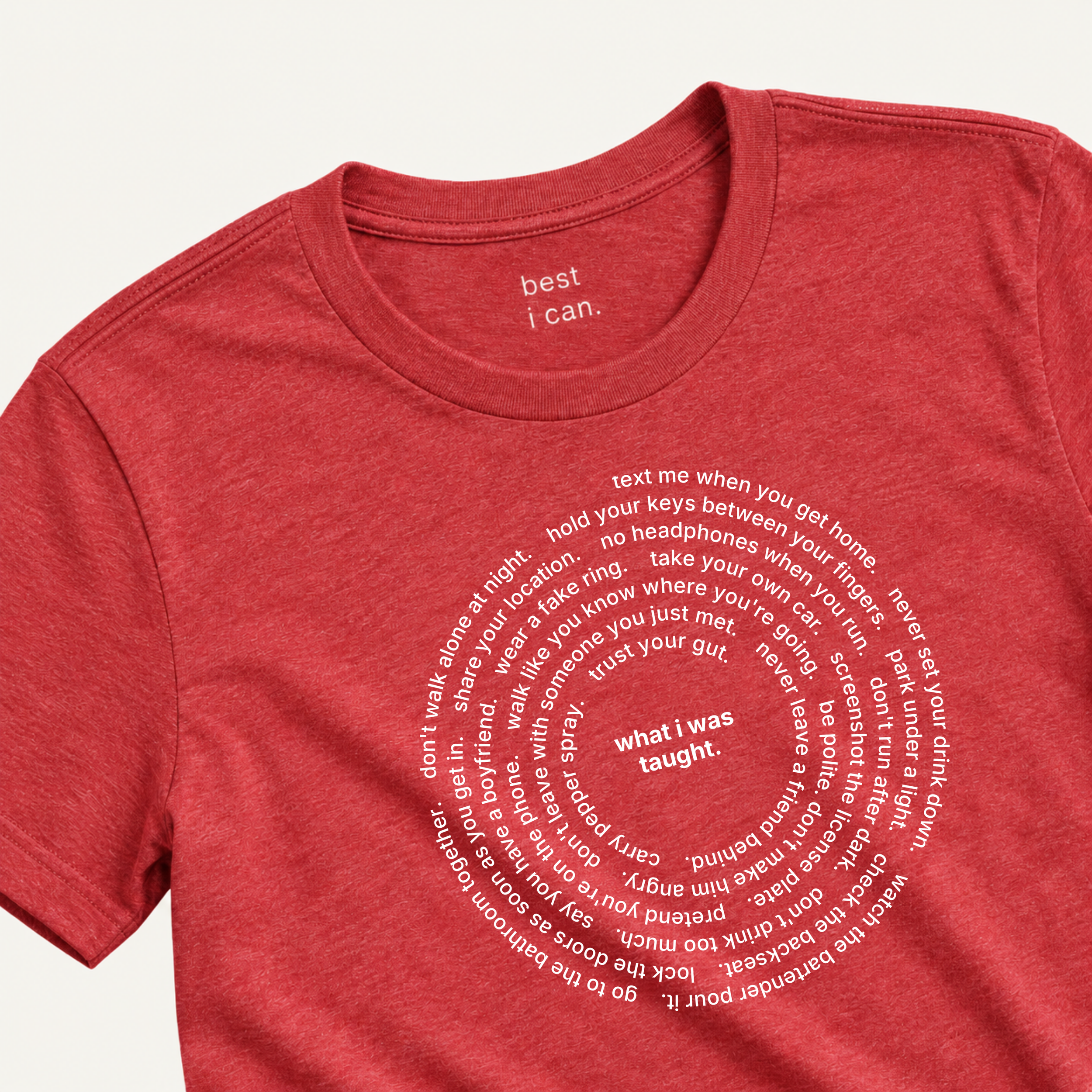 red what i was taught. t-shirt, laid flat
