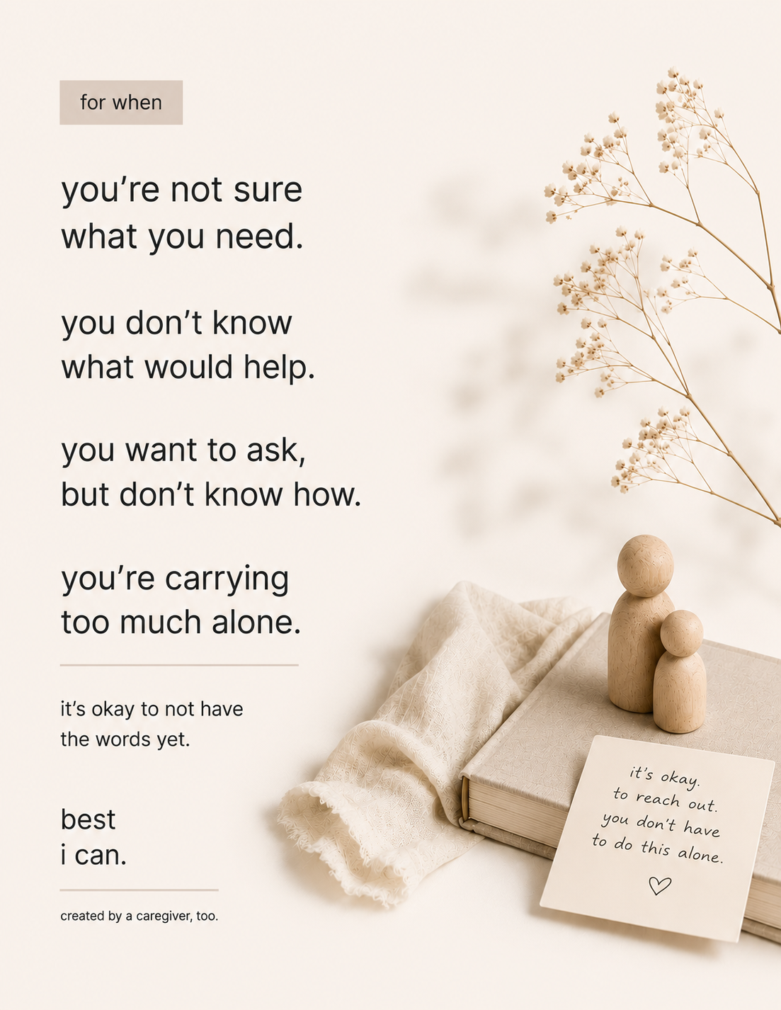 caregiver support workbook about asking for help and identifying support needs