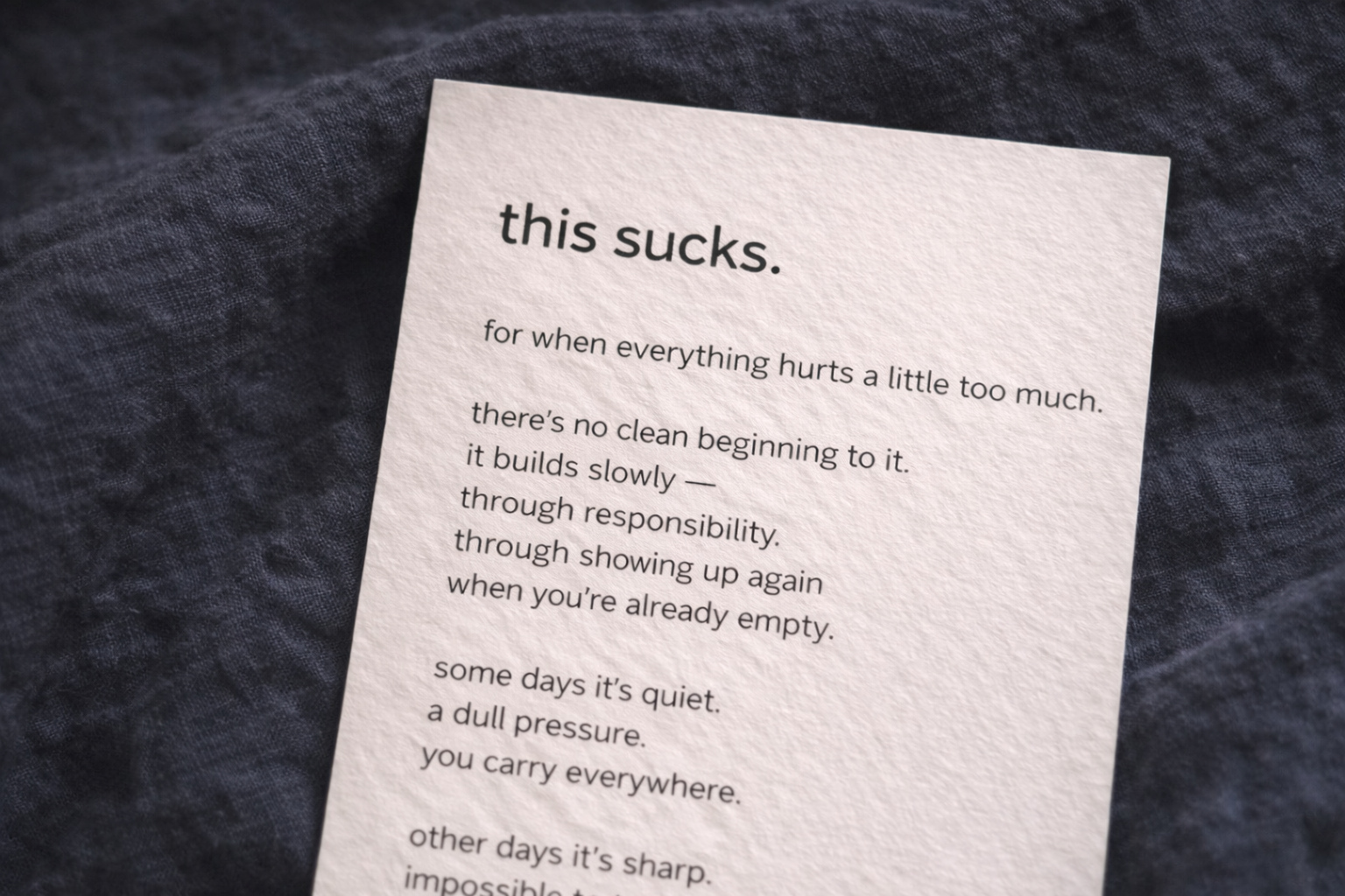 little breath — this sucks (4×6 card)