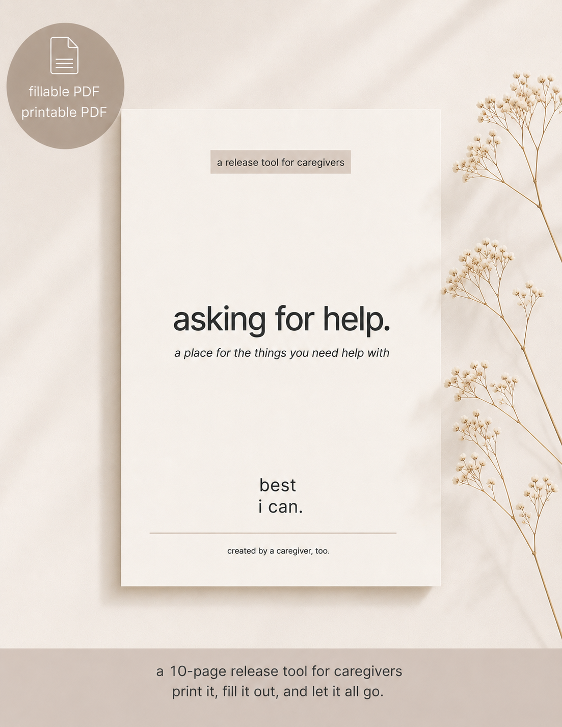 asking for help caregiver workbook printable PDF release tool
