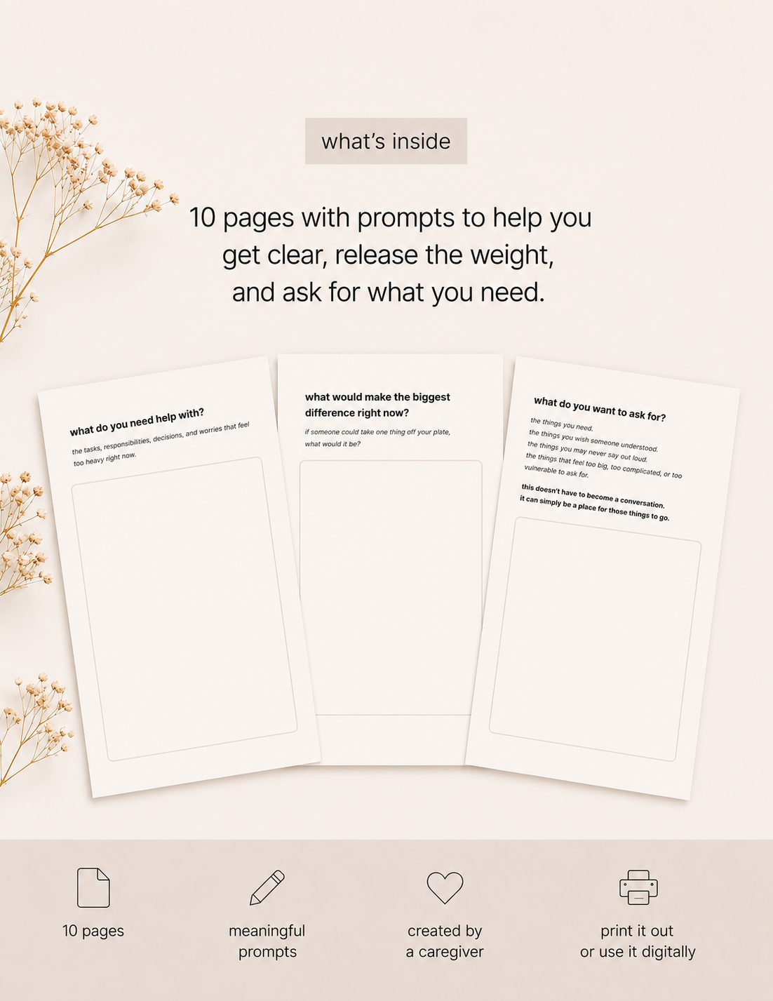 printable caregiver worksheets for asking for help and support planning