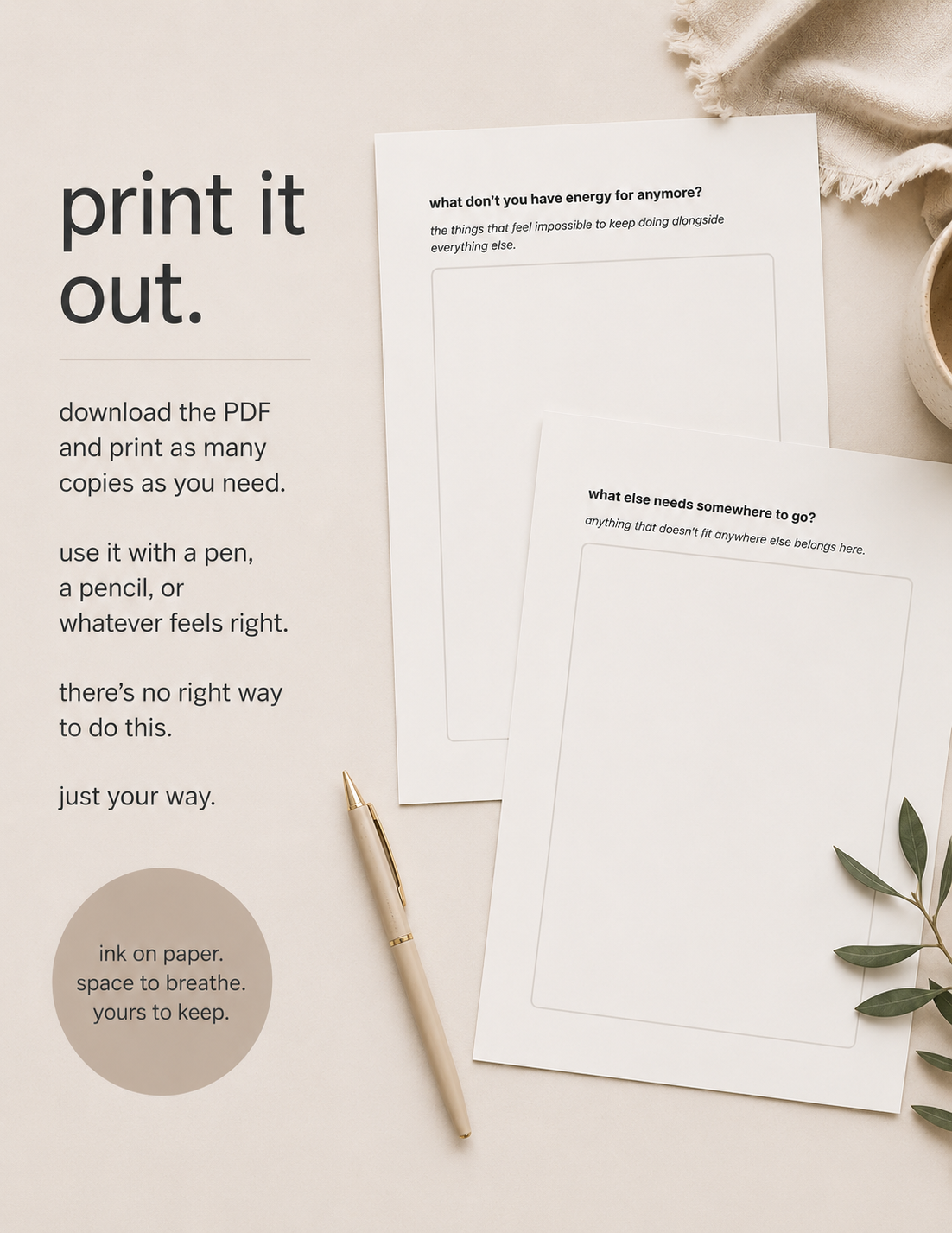 printable caregiver workbook pages for writing and reflection