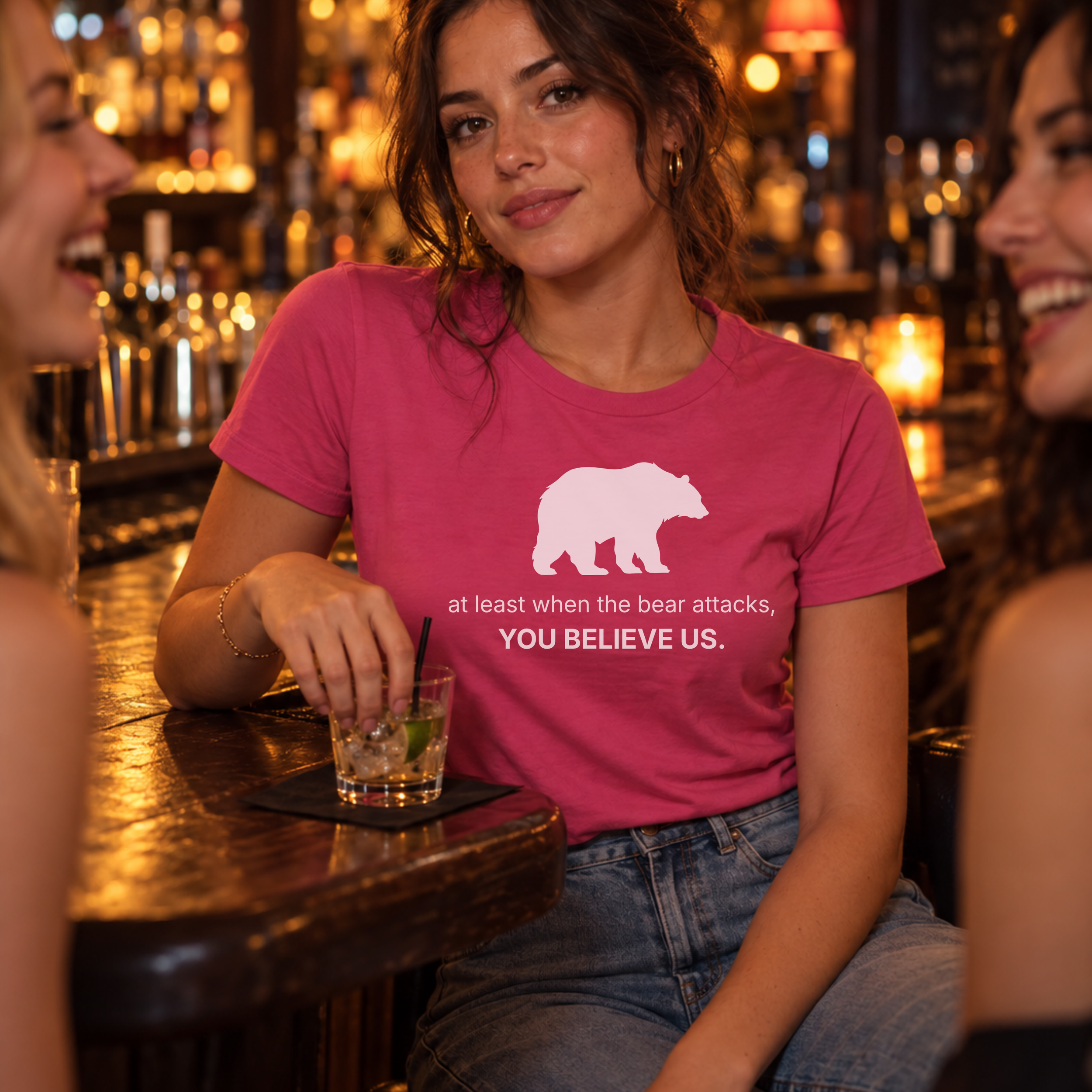 woman wearing the berry i choose the bear t-shirt