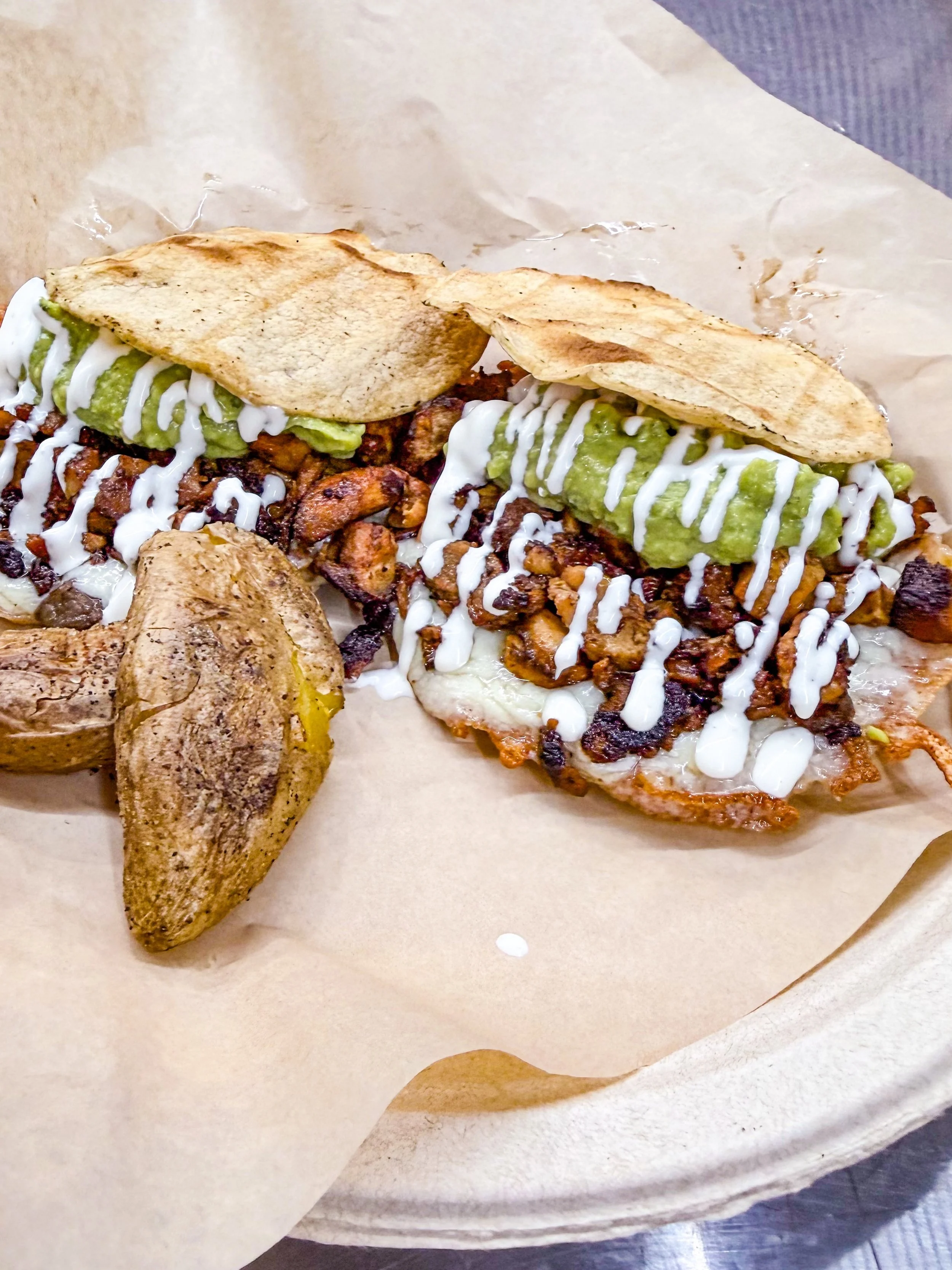 Have you tried one of our Vampiros?! 🦇 

We toast our fresh Yellow Corn Tortillas over Mesquite Coals for an ultra crunchy shell. Then we top them off with Jack Cheese and your choice of protein. Add one to your normal taco order; these might be you