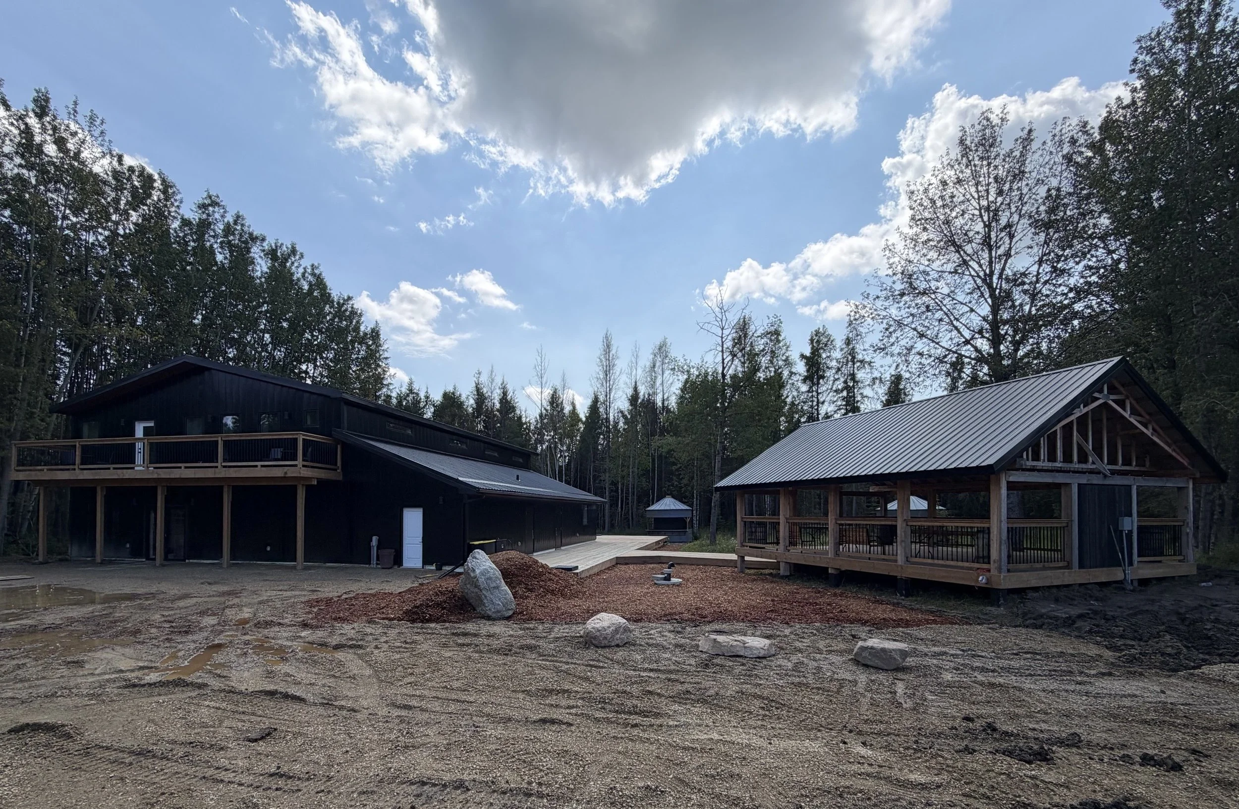 The main reception and event space and an outdoor covered gazebo.