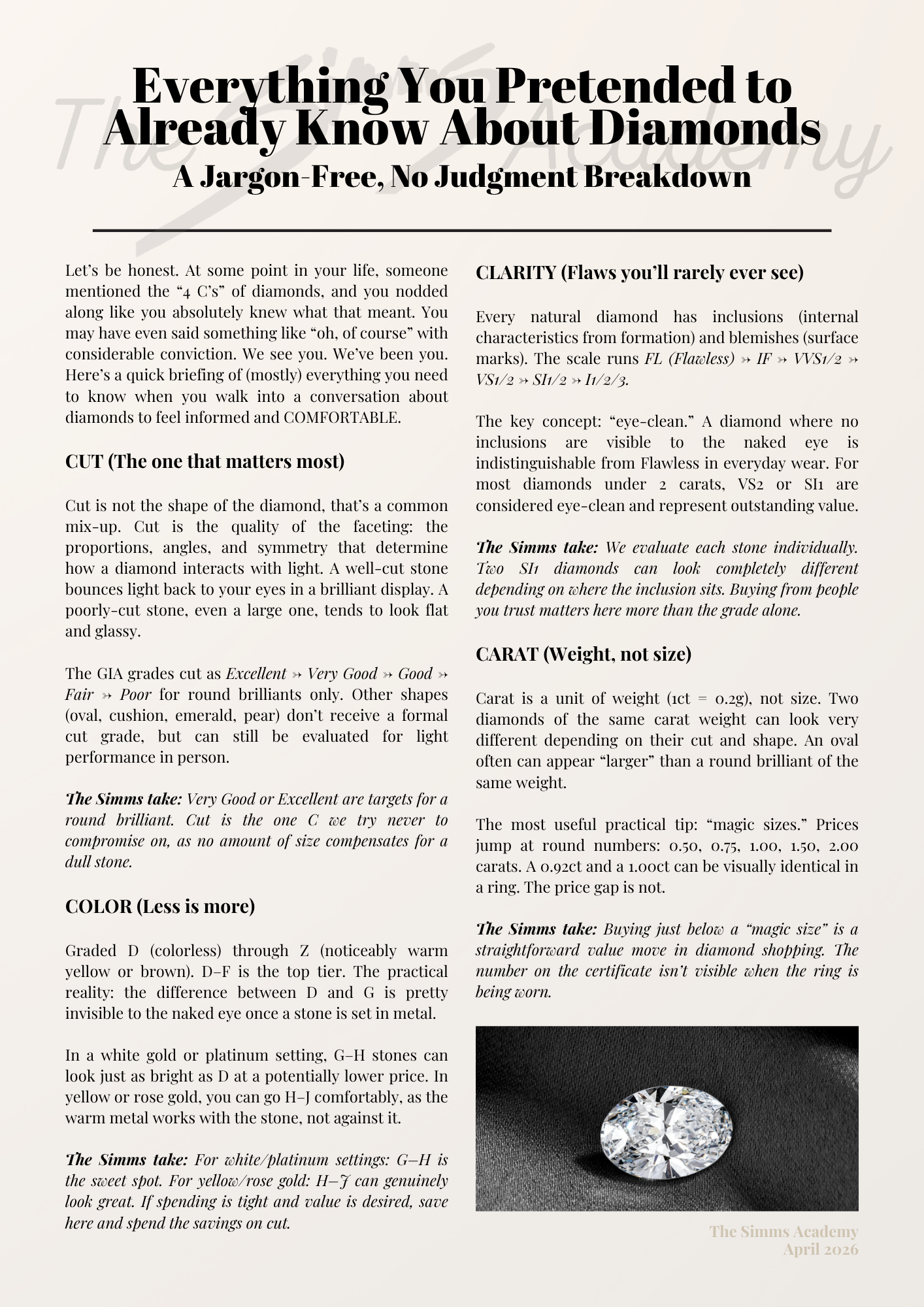 Everything You Pretended to Already Know About Diamonds…A Jargon-Free, No Judgment Breakdown
