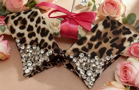 Leopard Print Crystal-Embellished Collar